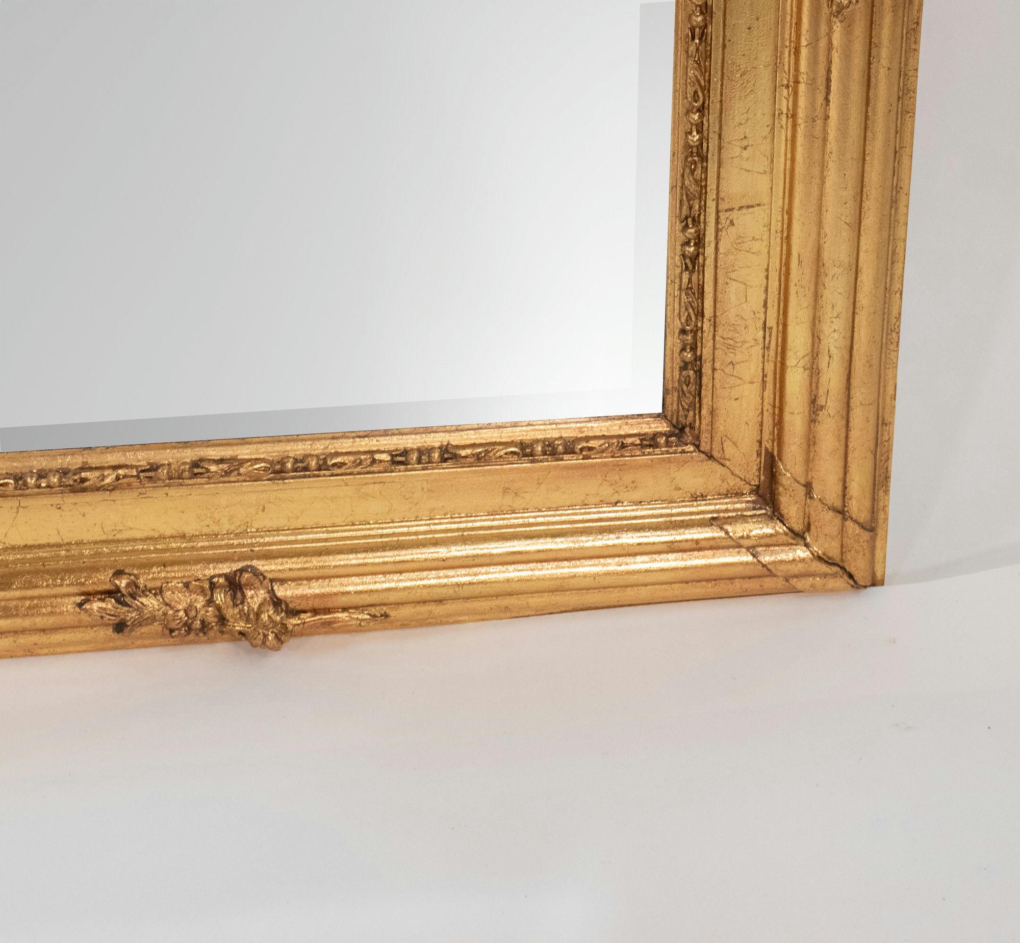 Tall Early 20th Century French Giltwood Mirror with Porcelain Plaque For Sale 3