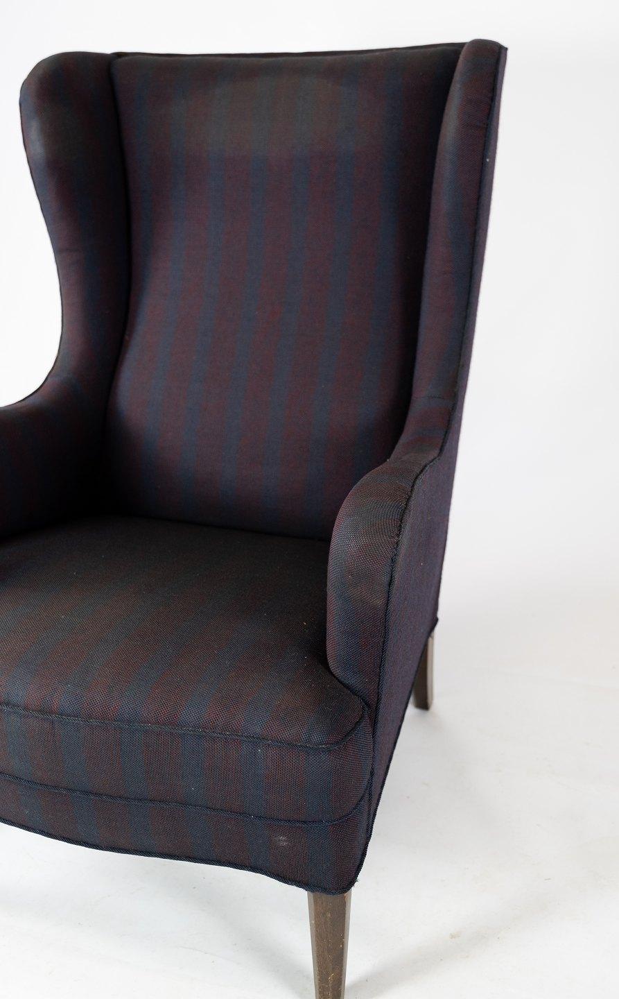 Other Tall Easy Chair with Dark Striped Fabric, in Great Vintage Condition For Sale
