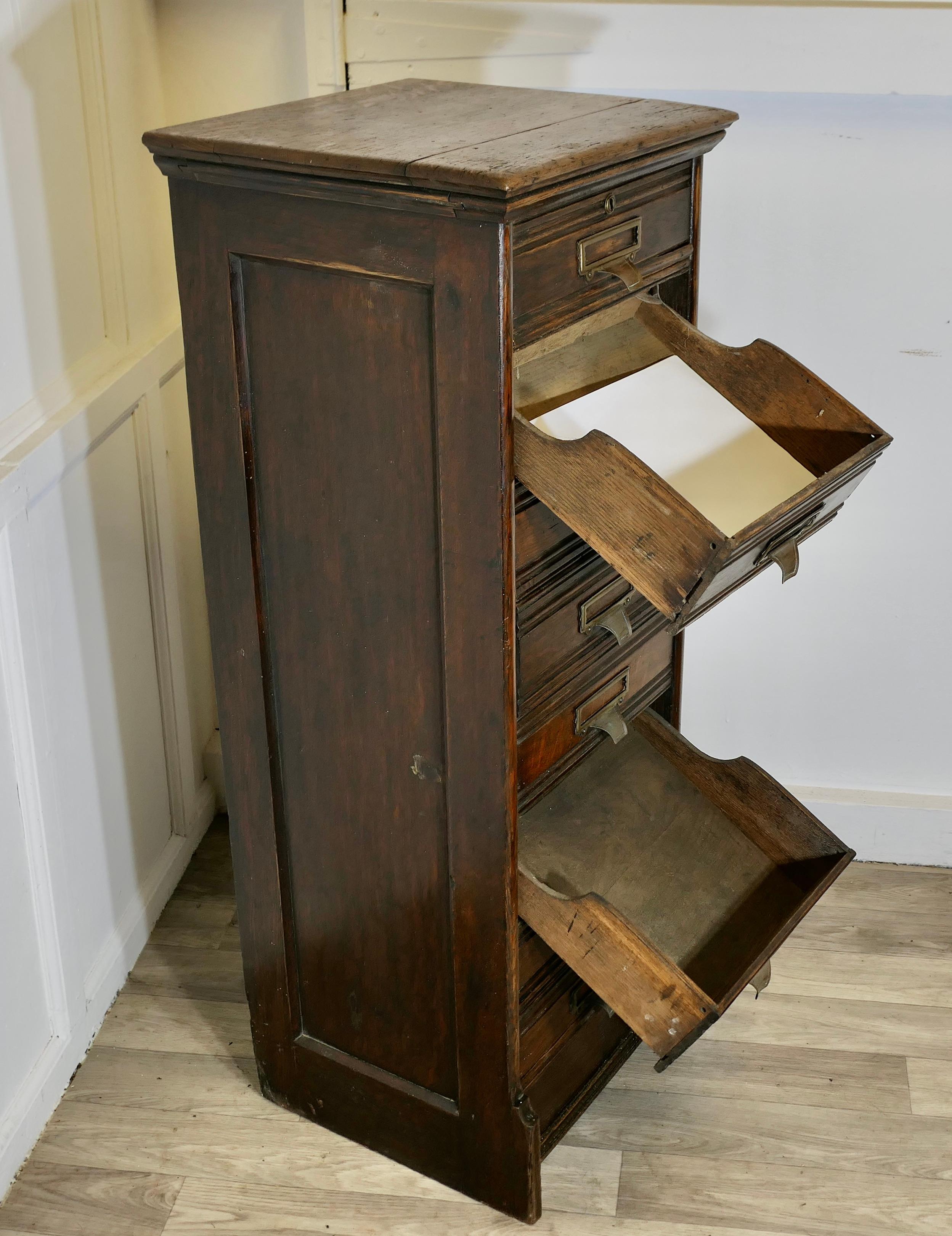 Tall Edwardian 8 Drop Drawer A4 Oak Filing Cabinet For Sale 1