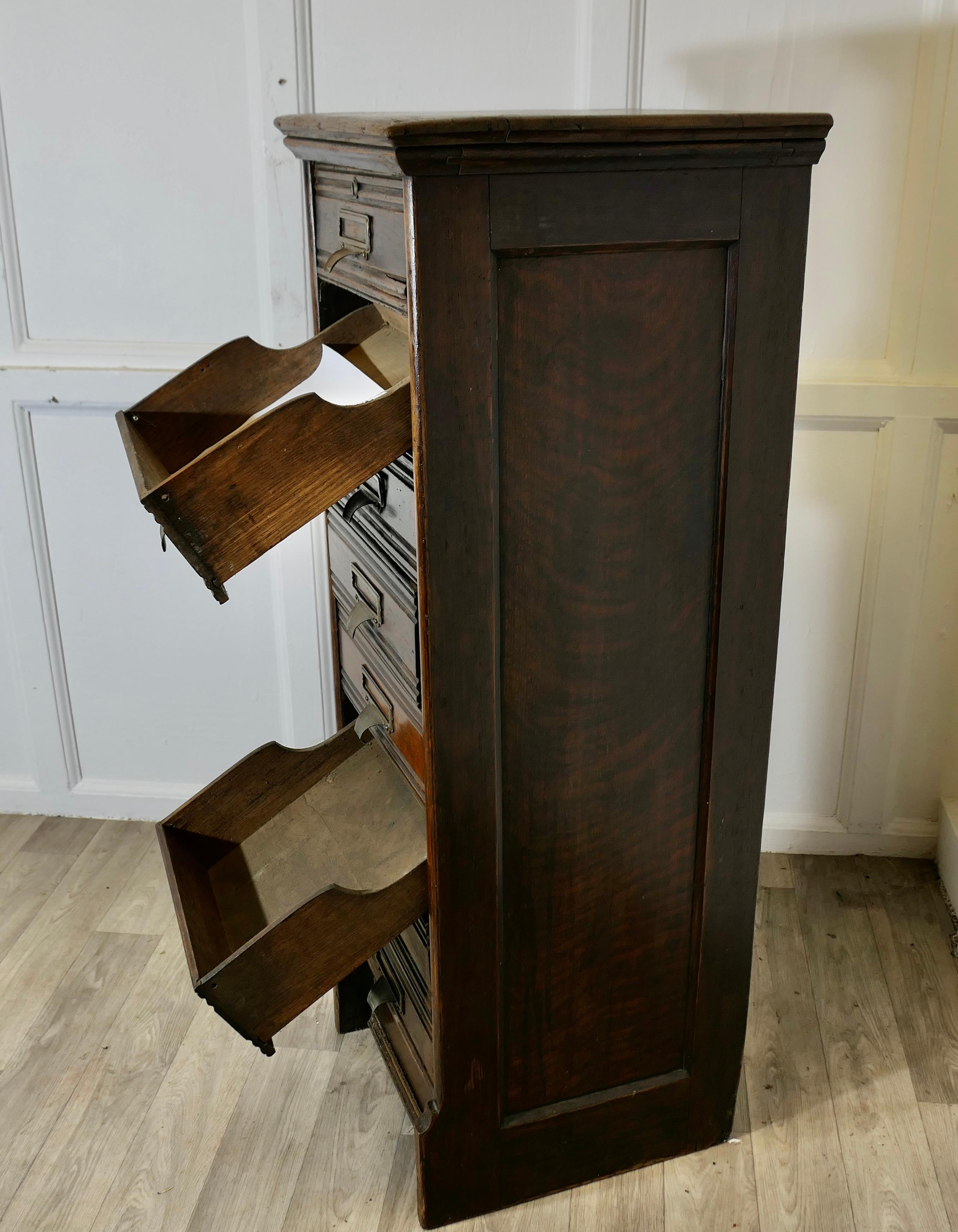 Tall Edwardian 8 Drop Drawer A4 Oak Filing Cabinet For Sale 3