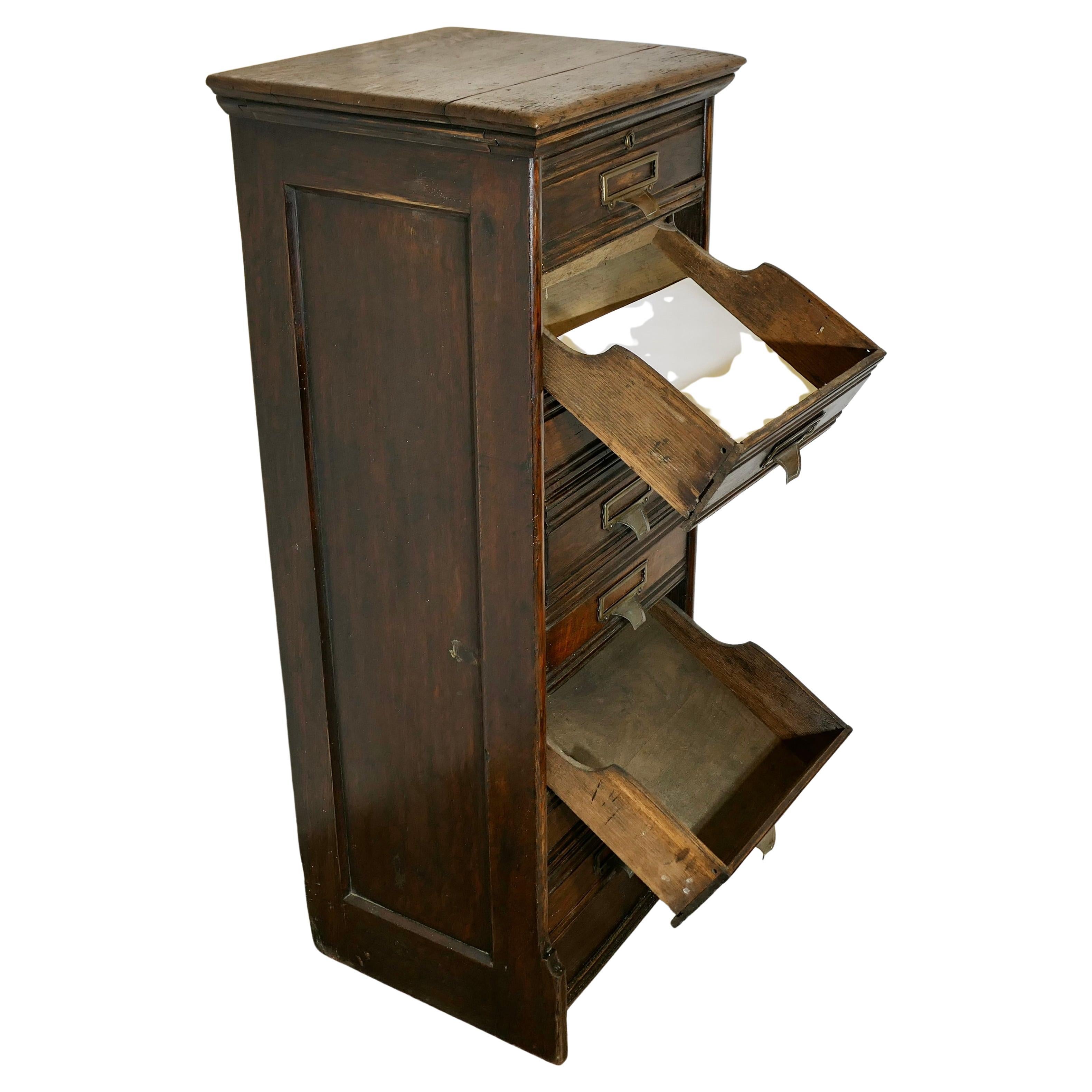 Großer edwardianischer 8-Tropfen-Schrank A4 aus Eiche mit Filing-Schrank