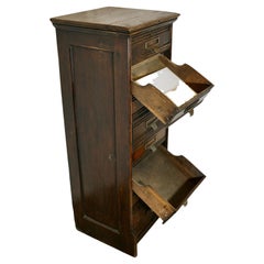 Antique Tall Edwardian 8 Drop Drawer A4 Oak Filing Cabinet