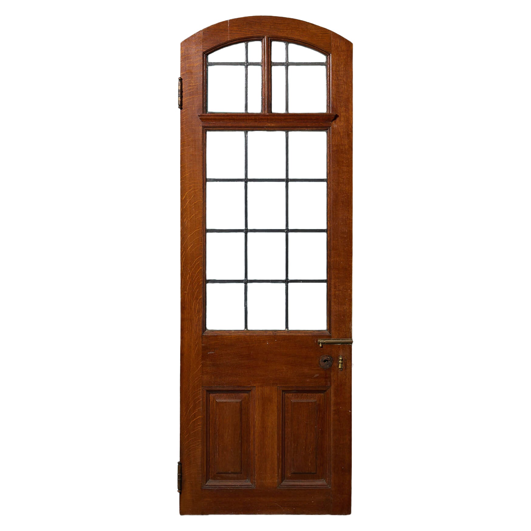 Tall Edwardian Arched Glazed Oak Exterior Door For Sale