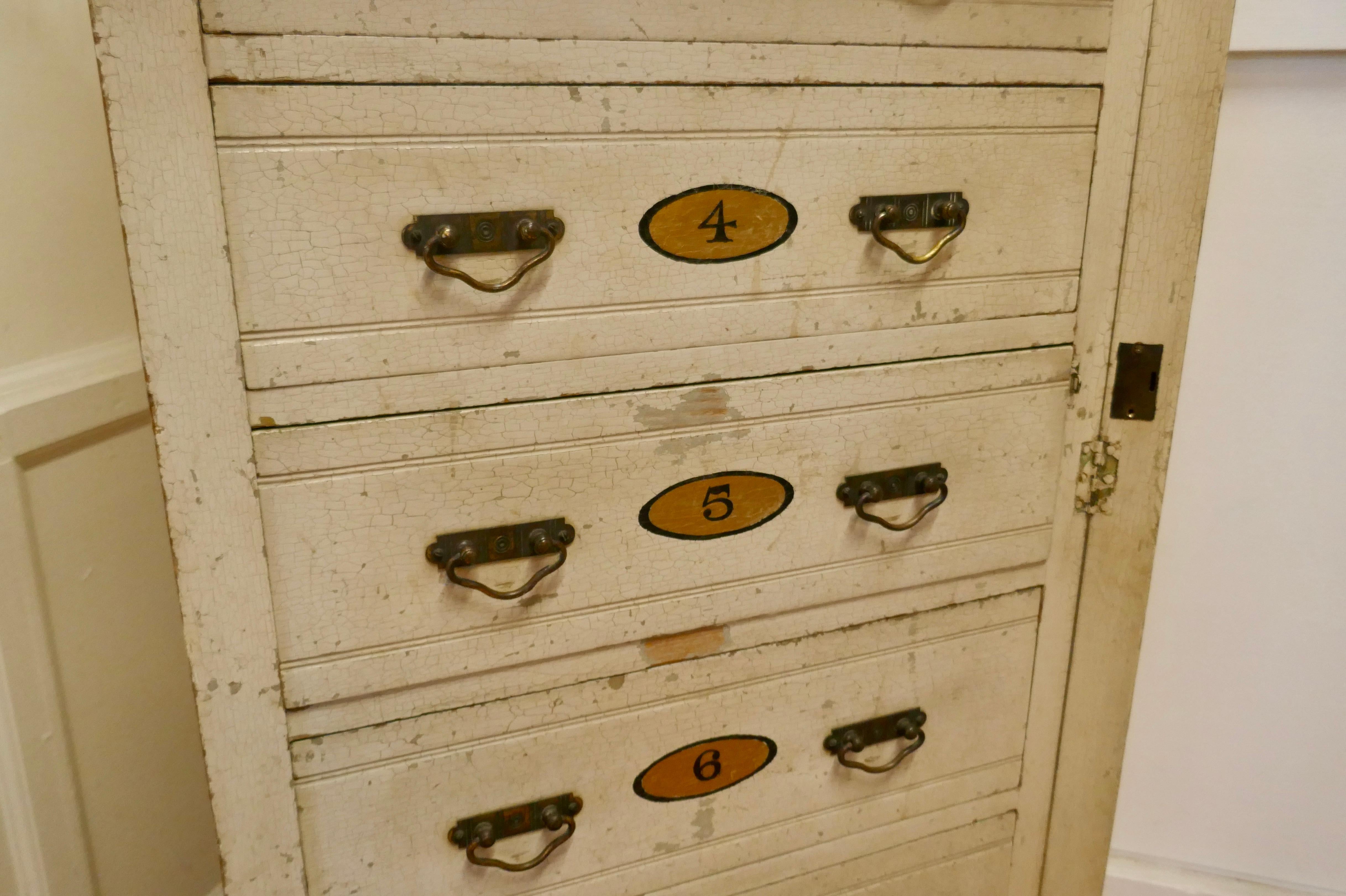 Tall Edwardian Painted Wellington Chest Filing Cabinet For Sale 3