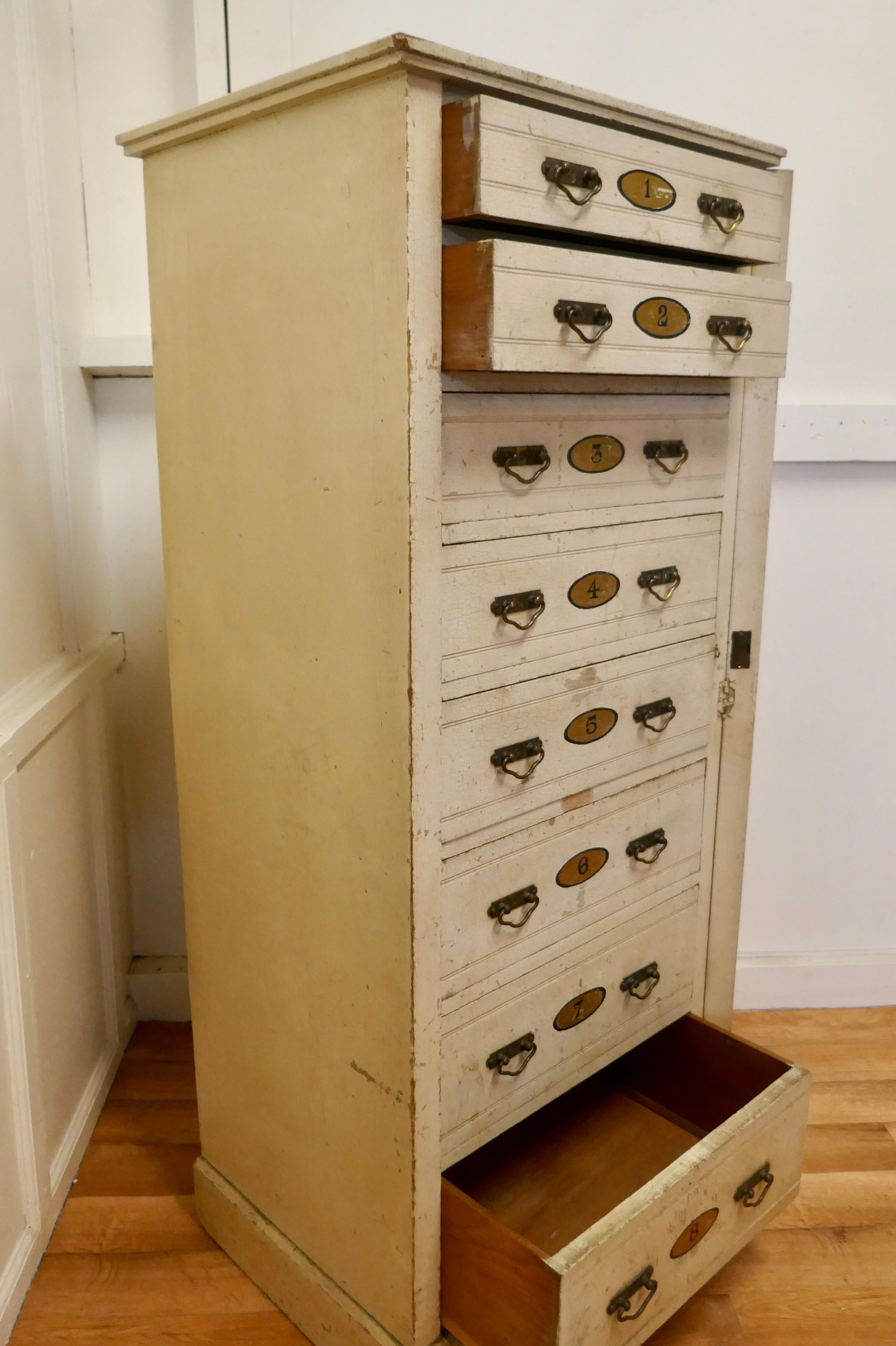 Tall Edwardian Painted Wellington Chest Filing Cabinet For Sale 4