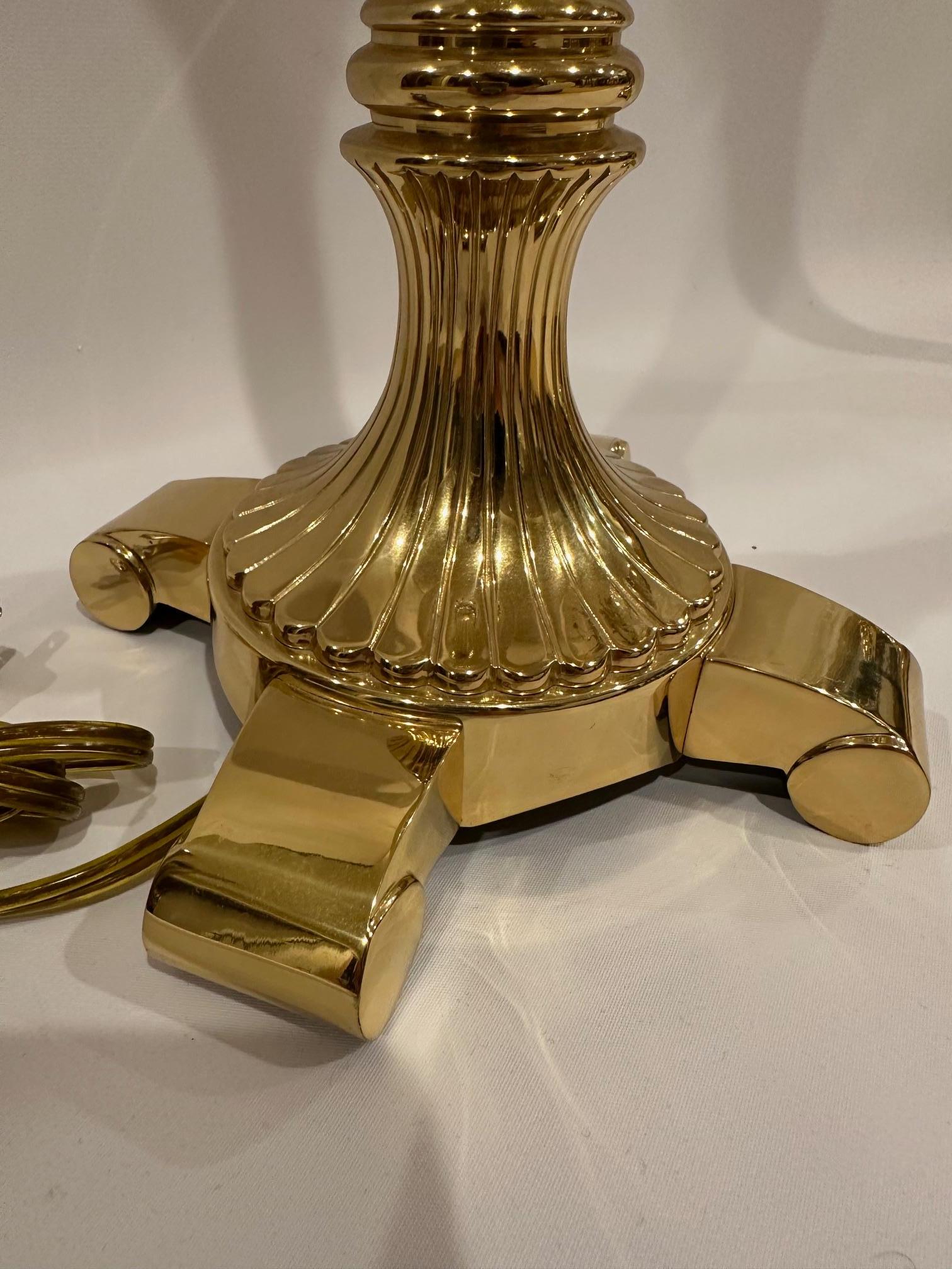 Tall Elegant Pair of Waterford Crystal and Brass Pineapple Motif Buffet Lamps In Good Condition In Hopewell, NJ