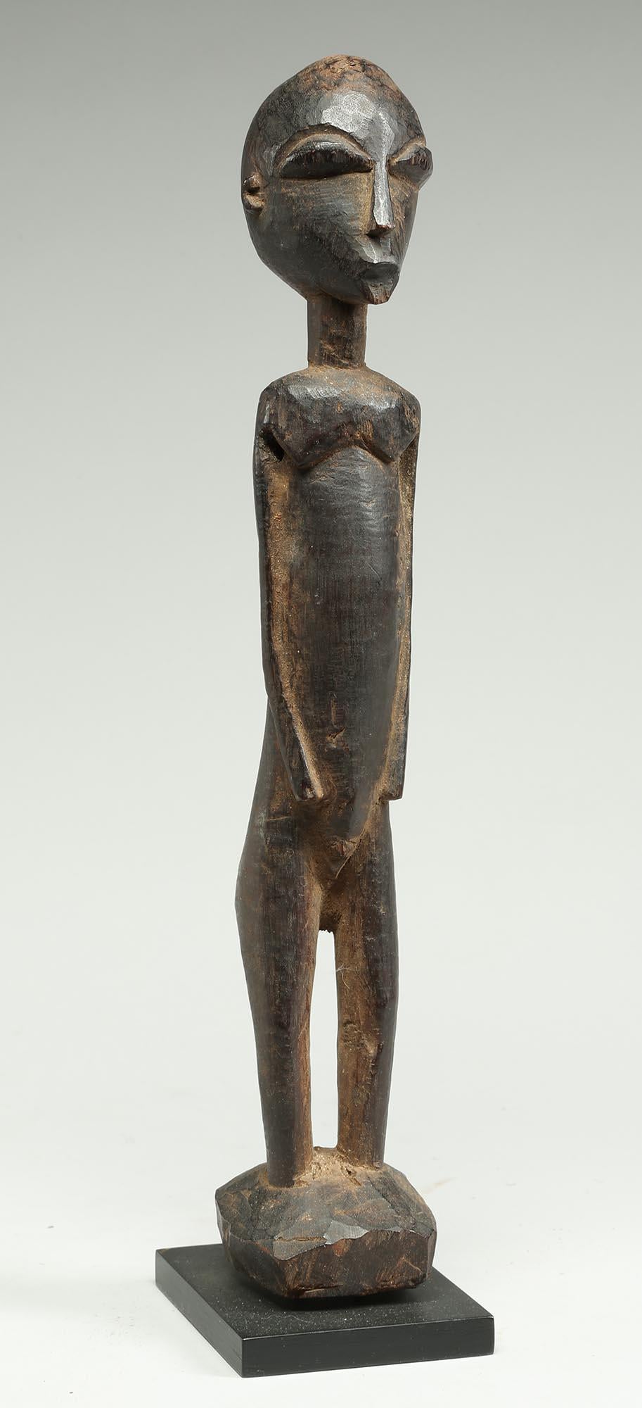 Tribal Tall Elegant Standing Lobi Figure with Expressive Face, Early 20th Century Ghana