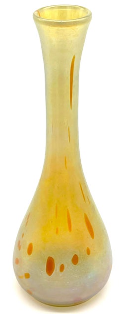 Tall Elongated Loetz Austria Oil Spot Decorated Vase, Circa 1900s