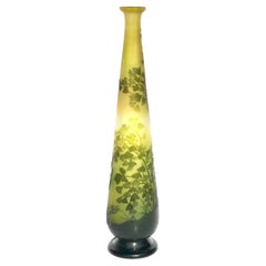 Tall Emile Galle Art Nouveau Botanical Carved Cameo Vase