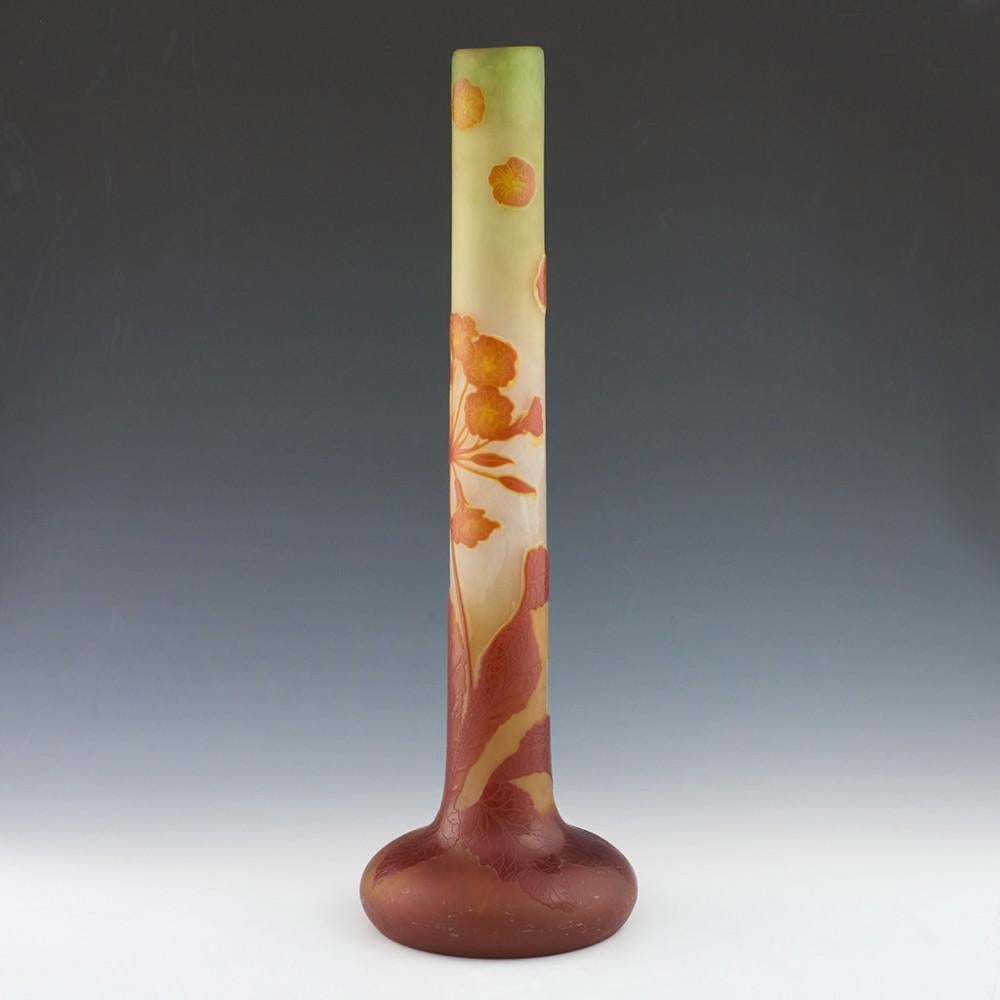 French Tall Emile Galle Floral Cameo Glass Vase c1910 For Sale