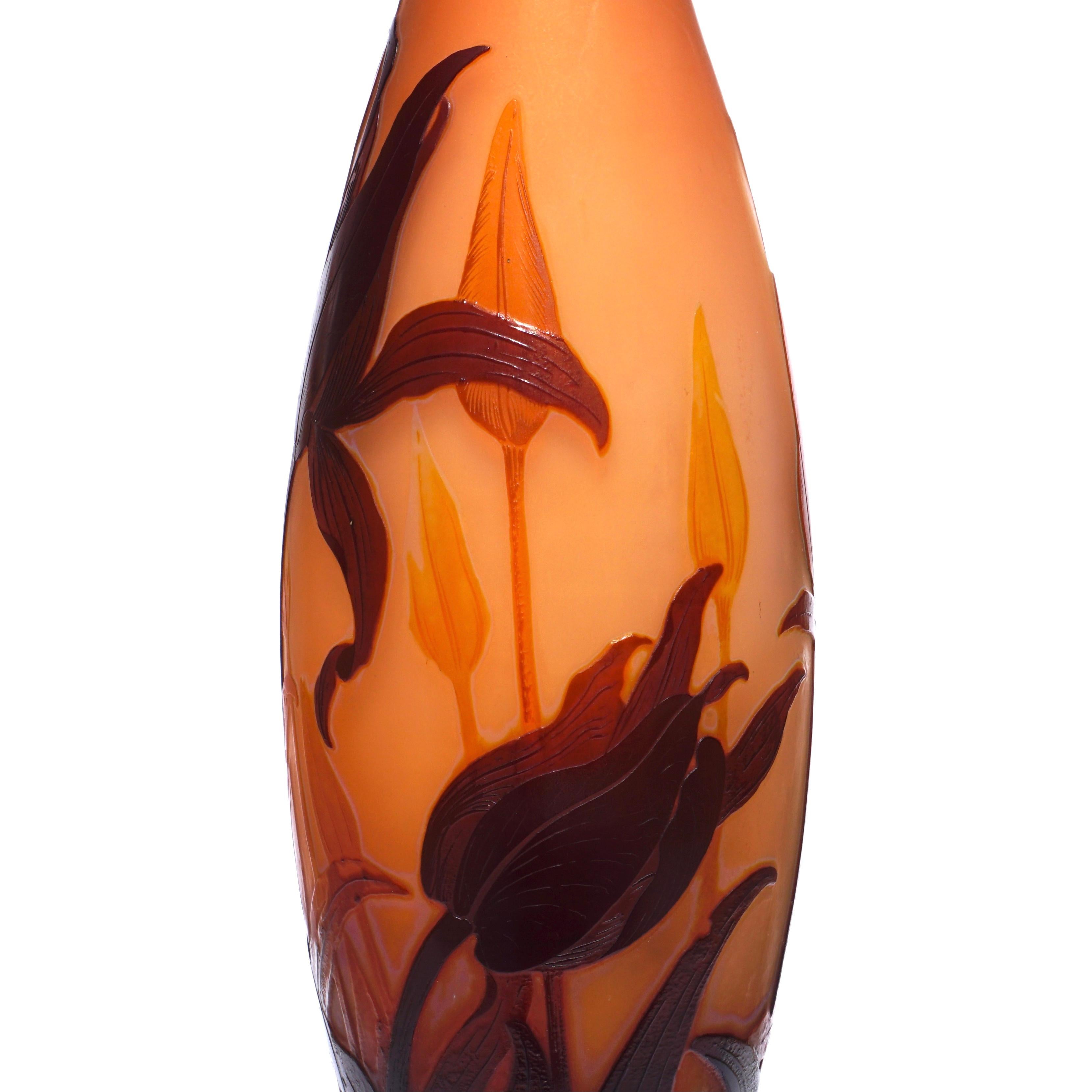 Große Emile Galle Lily-Vase mit Deckel (Art nouveau) im Angebot