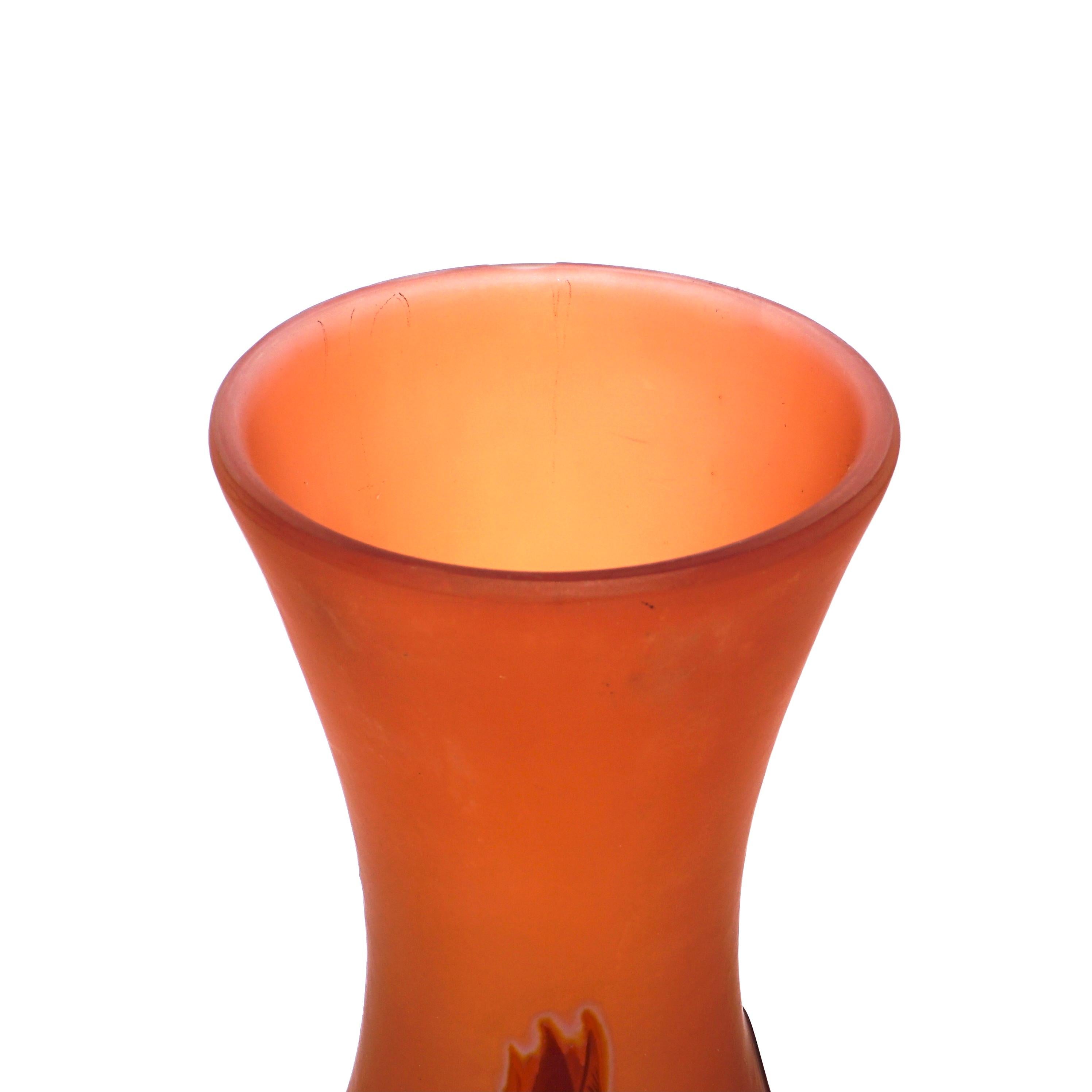 Art Glass Tall Emile Galle Lily Pedestaled Vase For Sale