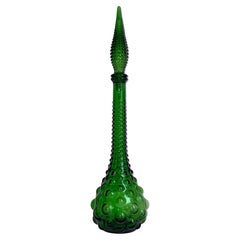 Tall Empoli Emerald Green Art Glass Decanter, 1960s