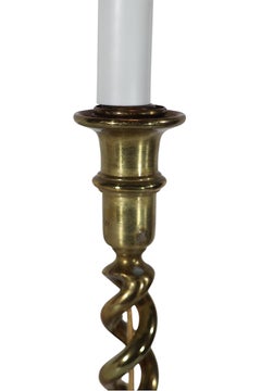 Tall English  Barley Twist Brass Candlestick Wired as Electric Table Lamp