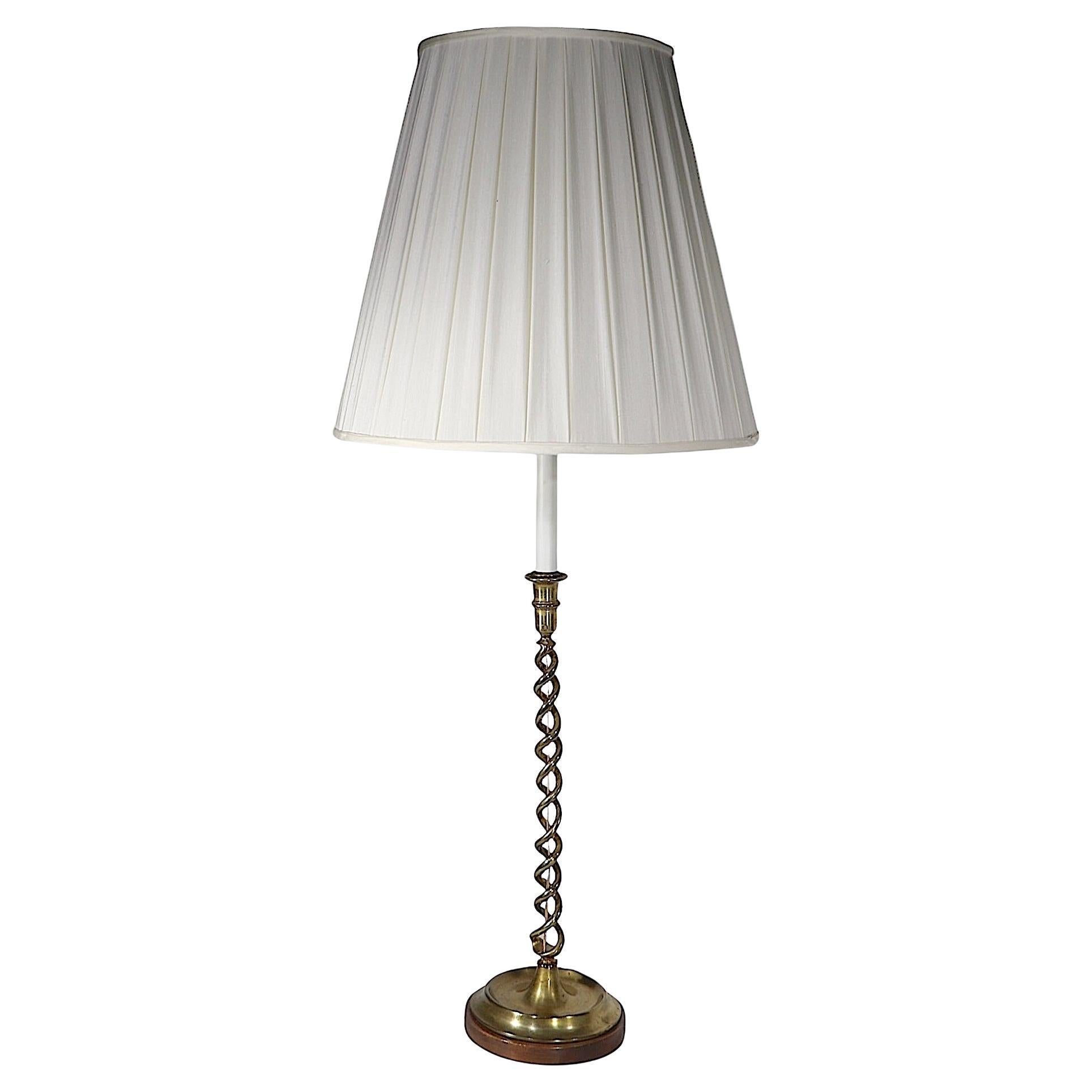 Tall English  Barley Twist Brass Candlestick Wired as Electric Table Lamp