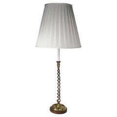 Antique Tall English  Barley Twist Brass Candlestick Wired as Electric Table Lamp