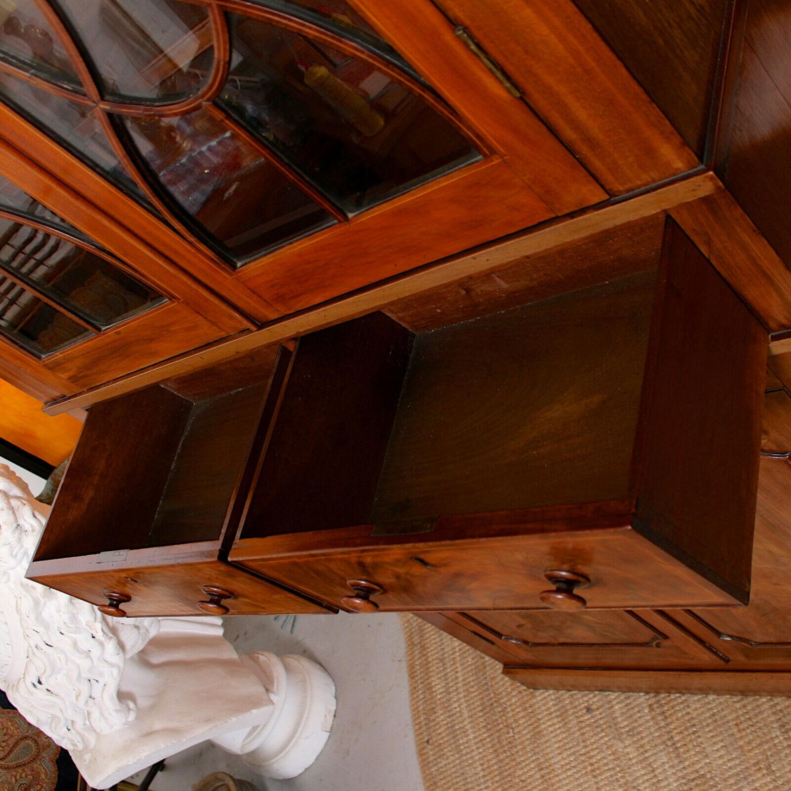 Tall English Bookcase Glazed Library Cabinet Mahogany, 19th Century For Sale 7