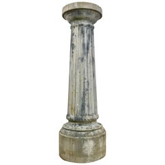 Tall English Cast Stone Reeded Pedestal