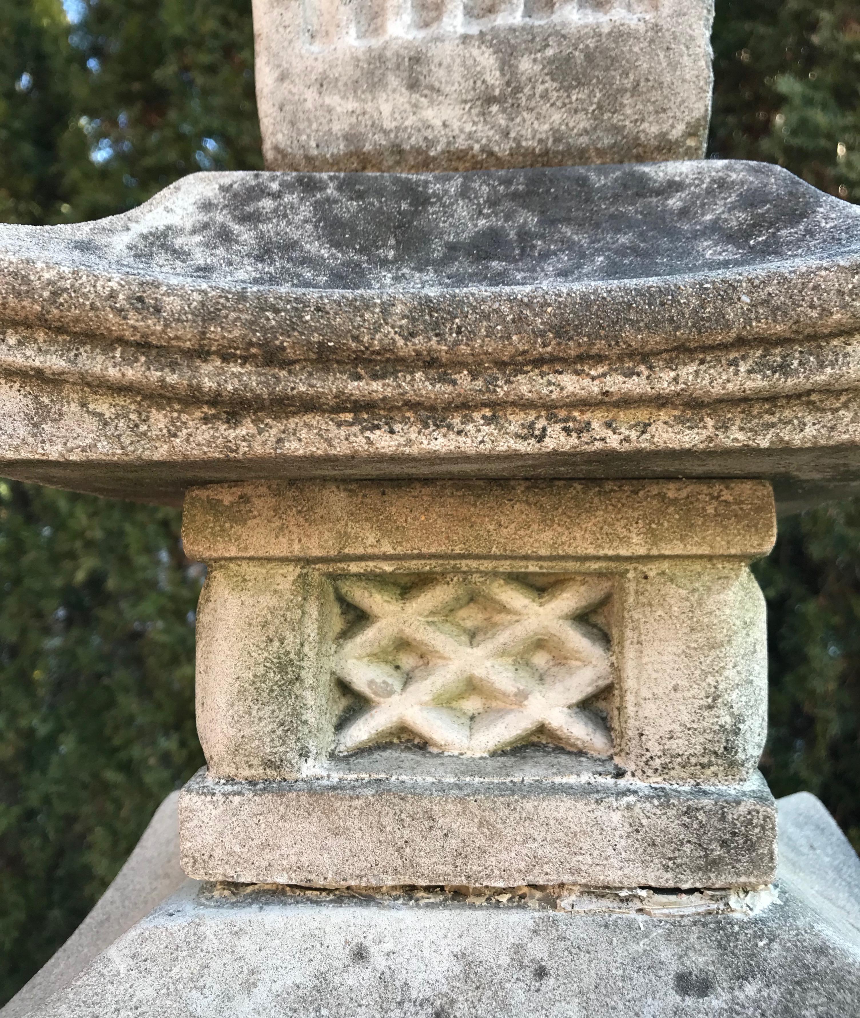 Tall English Cast Stone Pagoda Garden Centerpiece 2