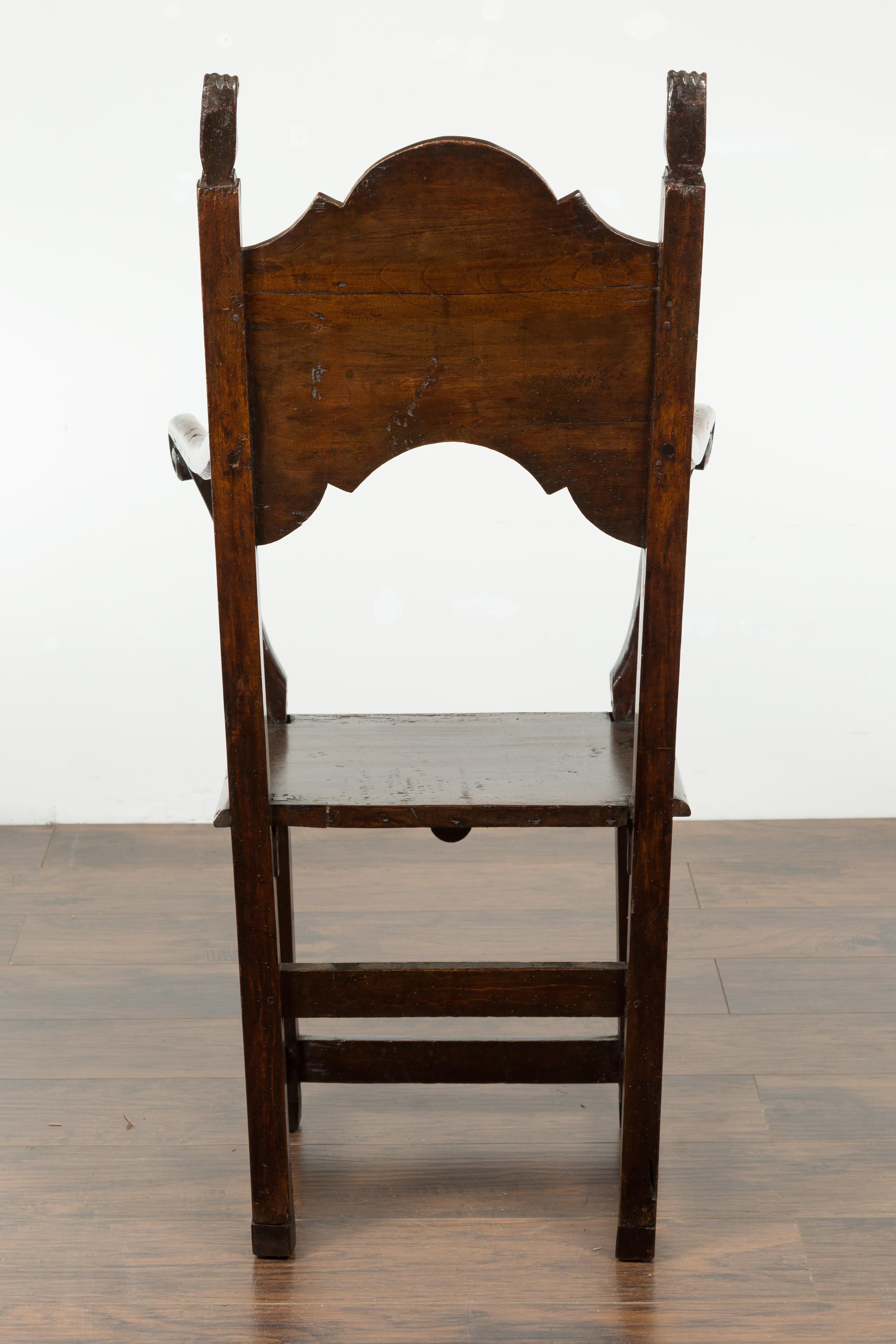 Tall English Georgian Wooden Armchair with Carved Cartouche, circa 1800-1820 11