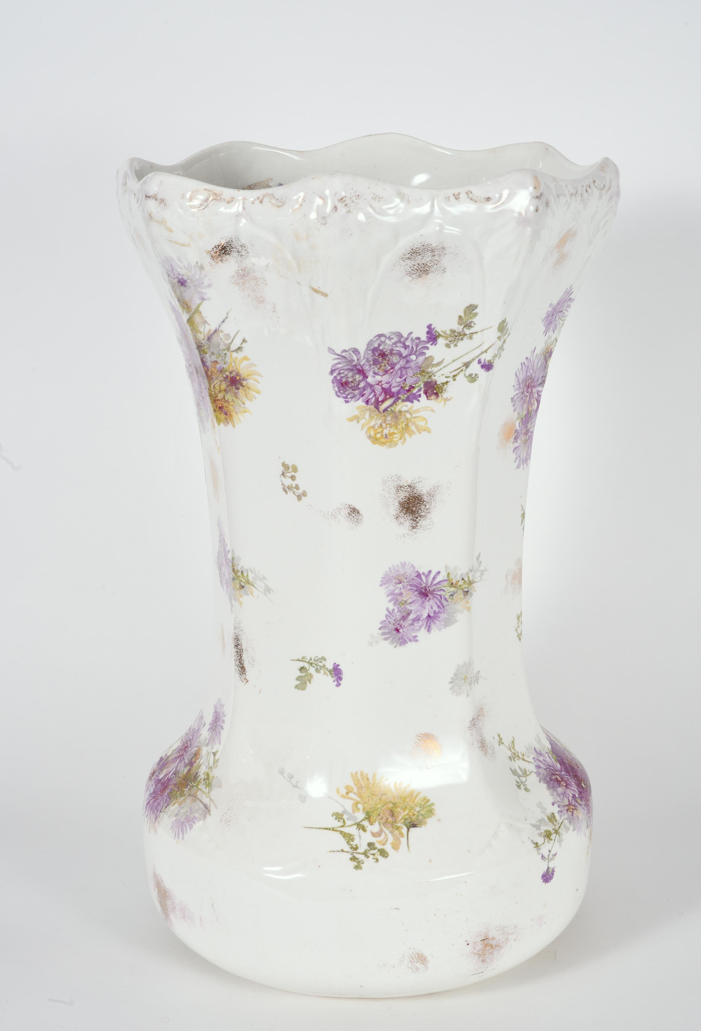 Glazed Tall English Porcelain Umbrella Stand / Cane Holder