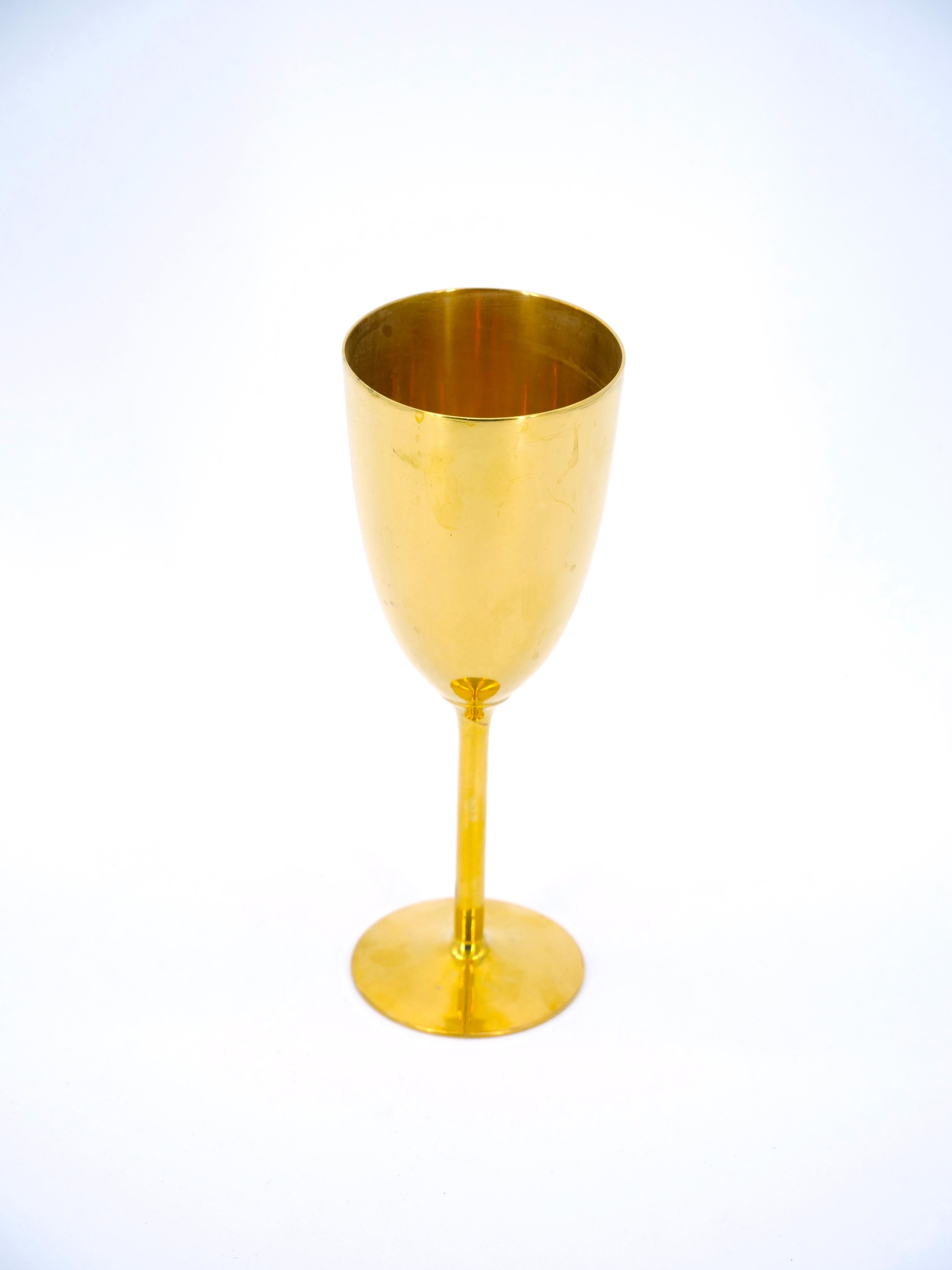 Tall English Sheffield Gilt wine / Water Goblets Service / 14 People For Sale 7