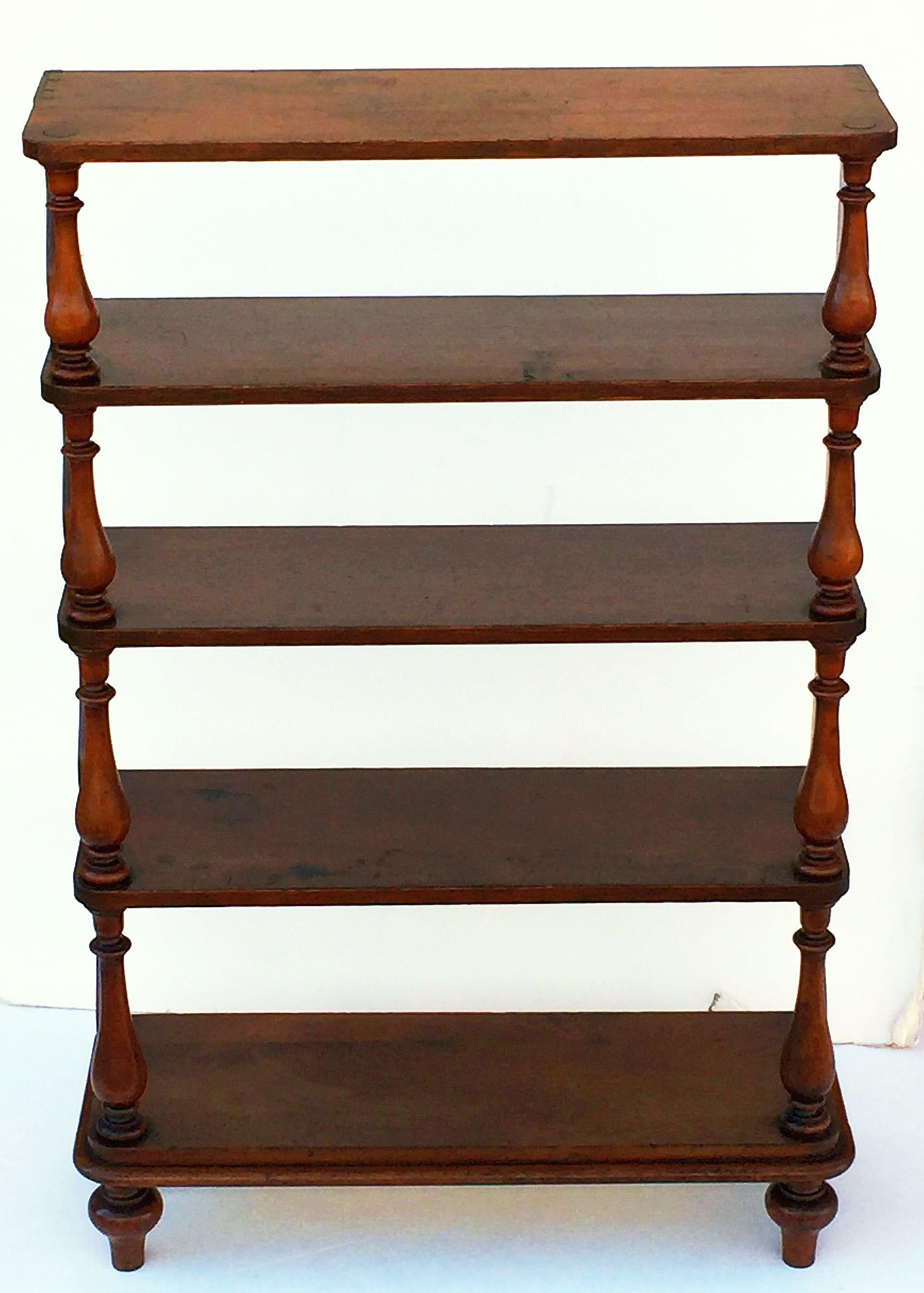 Tall English Standing Shelves or Bookcase Étagère of Fruitwood In Excellent Condition In Austin, TX