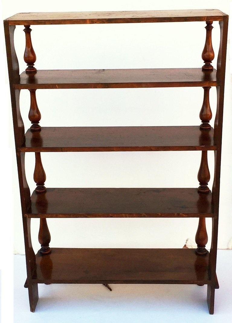 Tall English Standing Shelves or Bookcase Étagère of Fruitwood 2