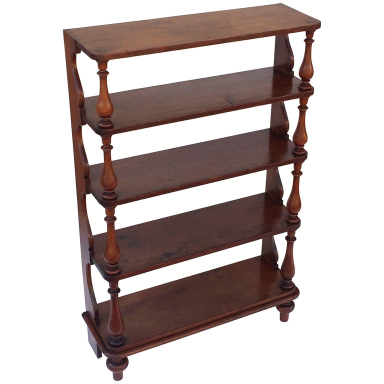 Tall English Standing Shelves or Bookcase Étagère of Fruitwood at 1stDibs