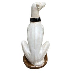 Tall English Traditional Ceramic Greyhound Dog Statue in White