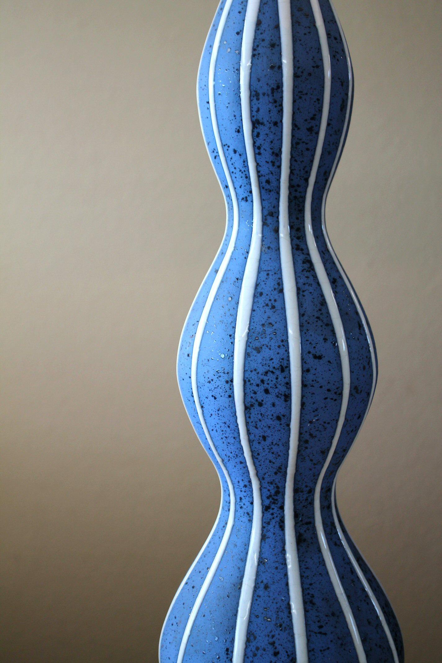 ¡Alto y épico! Azul Vintage MCM L�ámpara Cerámica Italiana Bitossi Años 50 Aldo Londi Italiano en venta