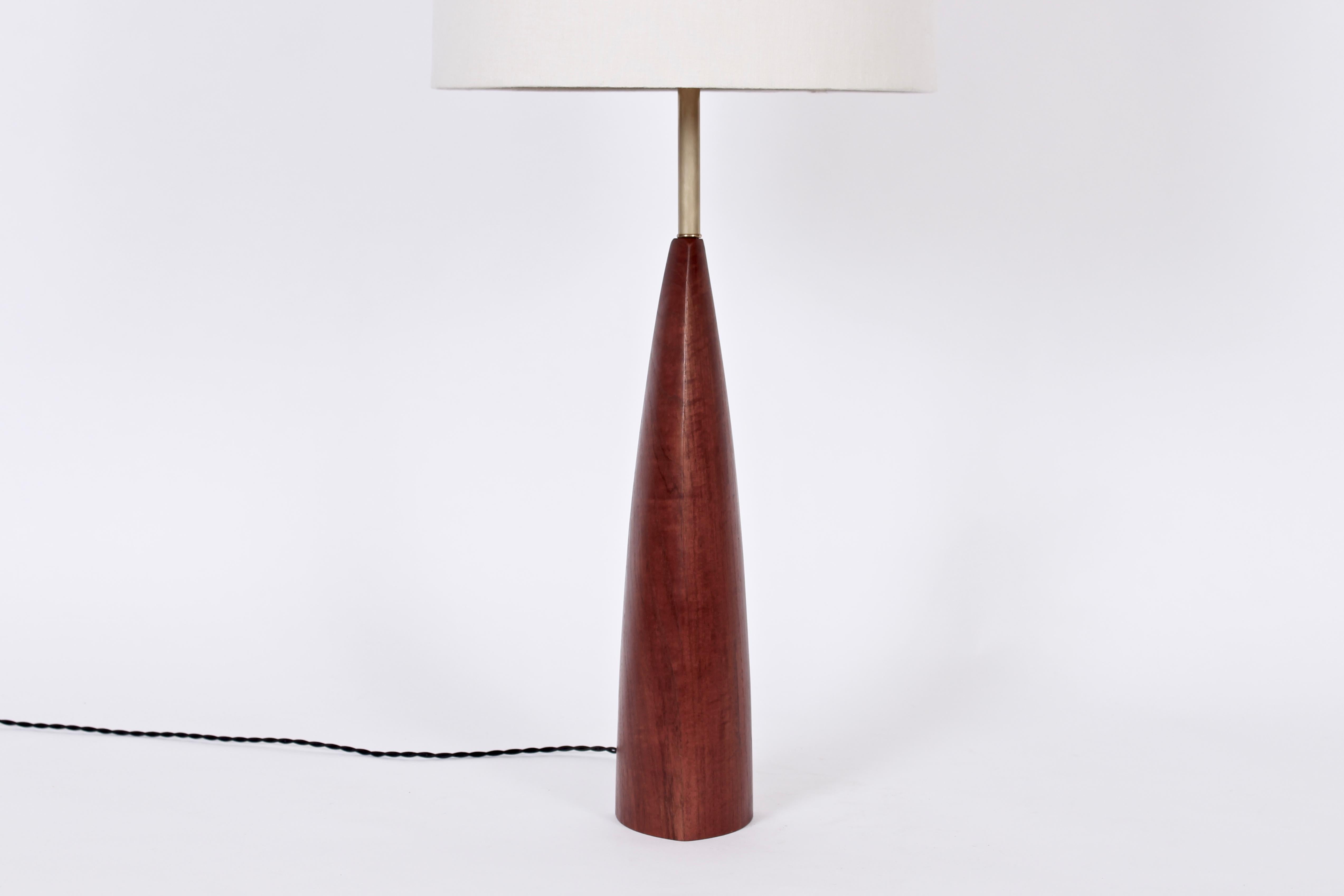Tall Ernst Henriksen Denmark Turned Teak and Brass Table Lamp, 1960's For  Sale at 1stDibs