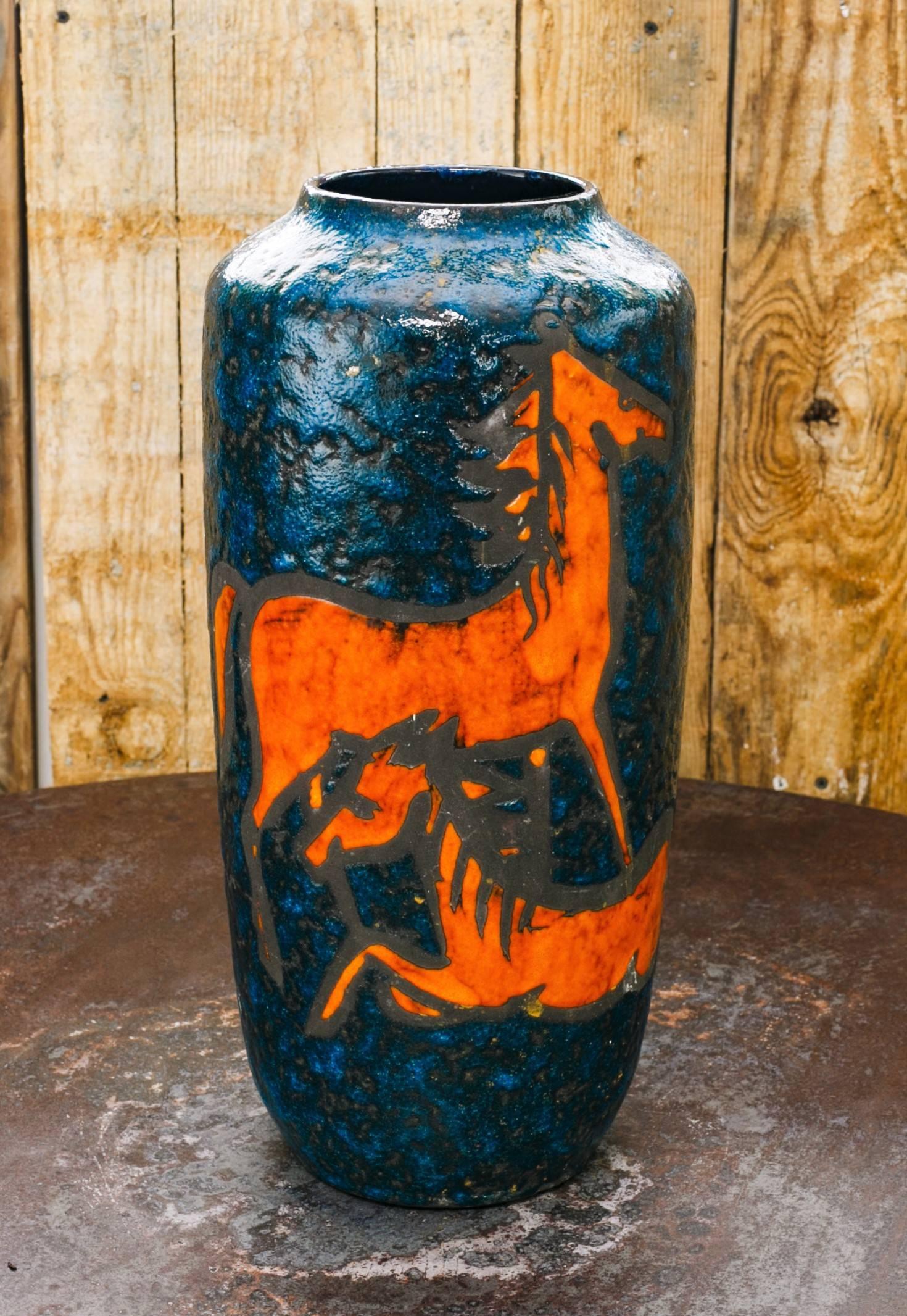 blue and orange vase