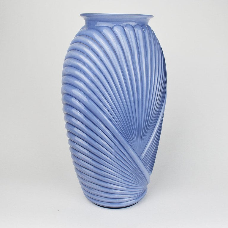 Tall Faceted Geometric Blue Art Deco Draped Glass Vase, 1980s For Sale at  1stDibs | 80s vase, art deco vases for sale, blue vases