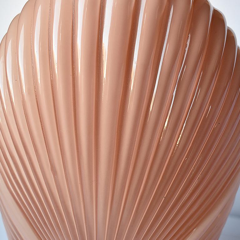 North American Tall Faceted Geometric Pink Art Deco Draped Glass Vase, 1980s