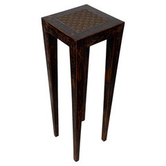 Tall Faux Tortoiseshell Wood Pedestal w Louis Vuitton Fabric