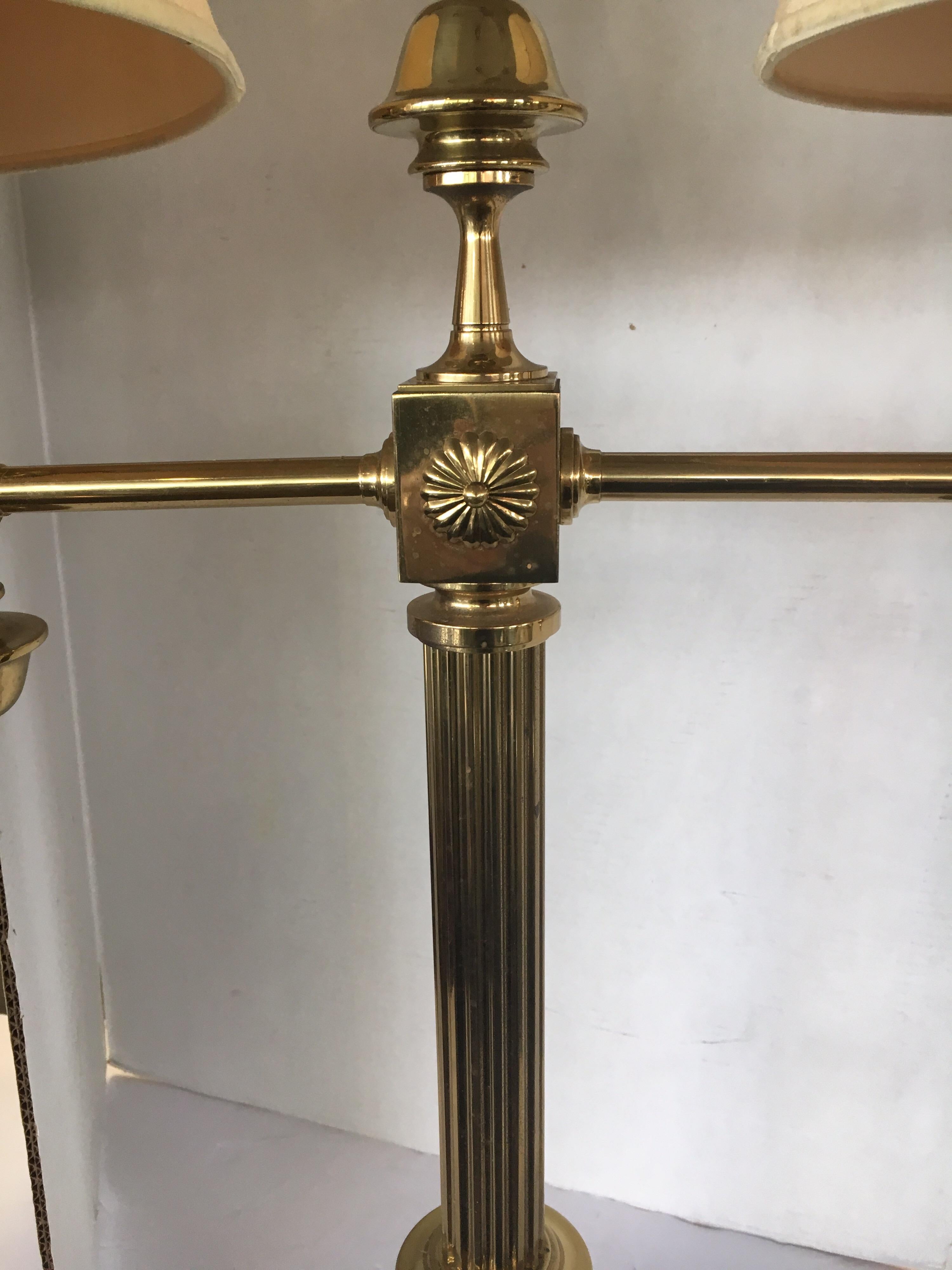 Tall Federal Two-Arm Brass Table Lamp 5