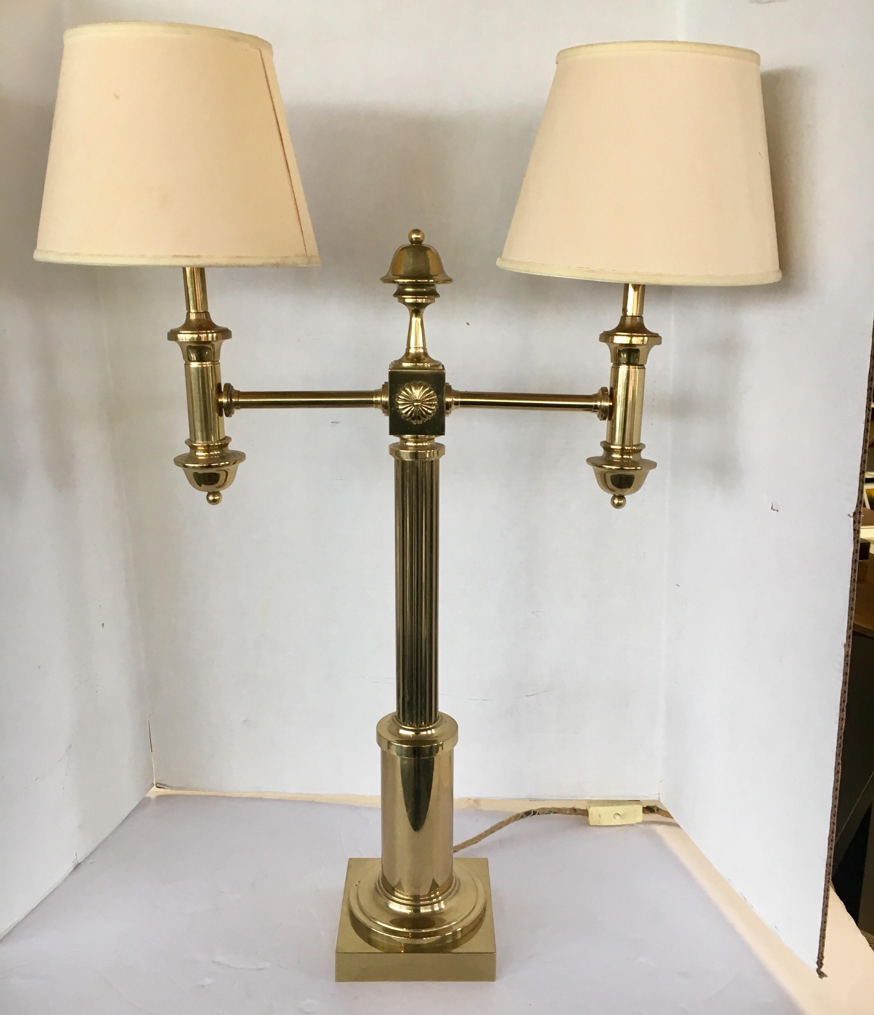 vintage double arm brass table lamp
