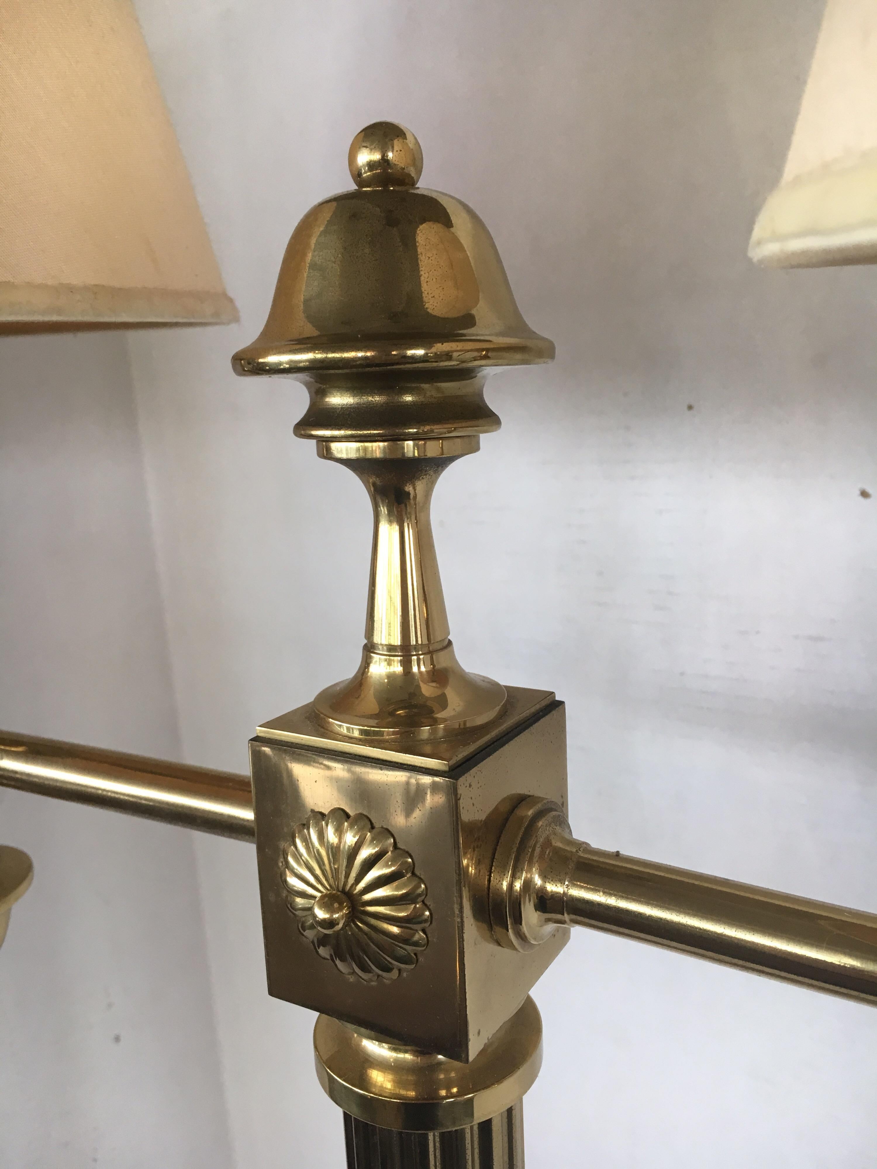 Mid-20th Century Tall Federal Two-Arm Brass Table Lamp