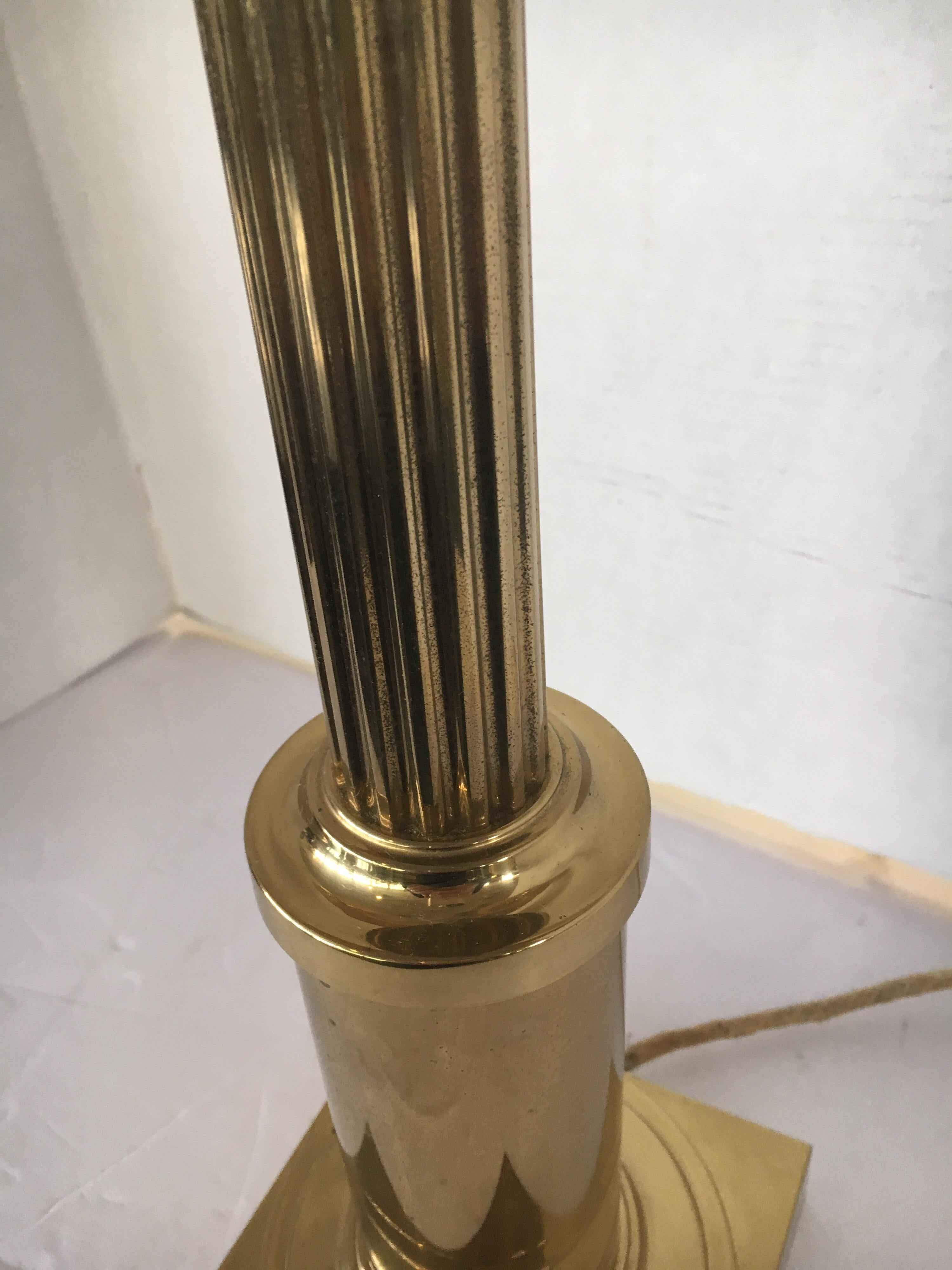 Tall Federal Two-Arm Brass Table Lamp 1