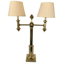 Tall Federal Two-Arm Brass Table Lamp