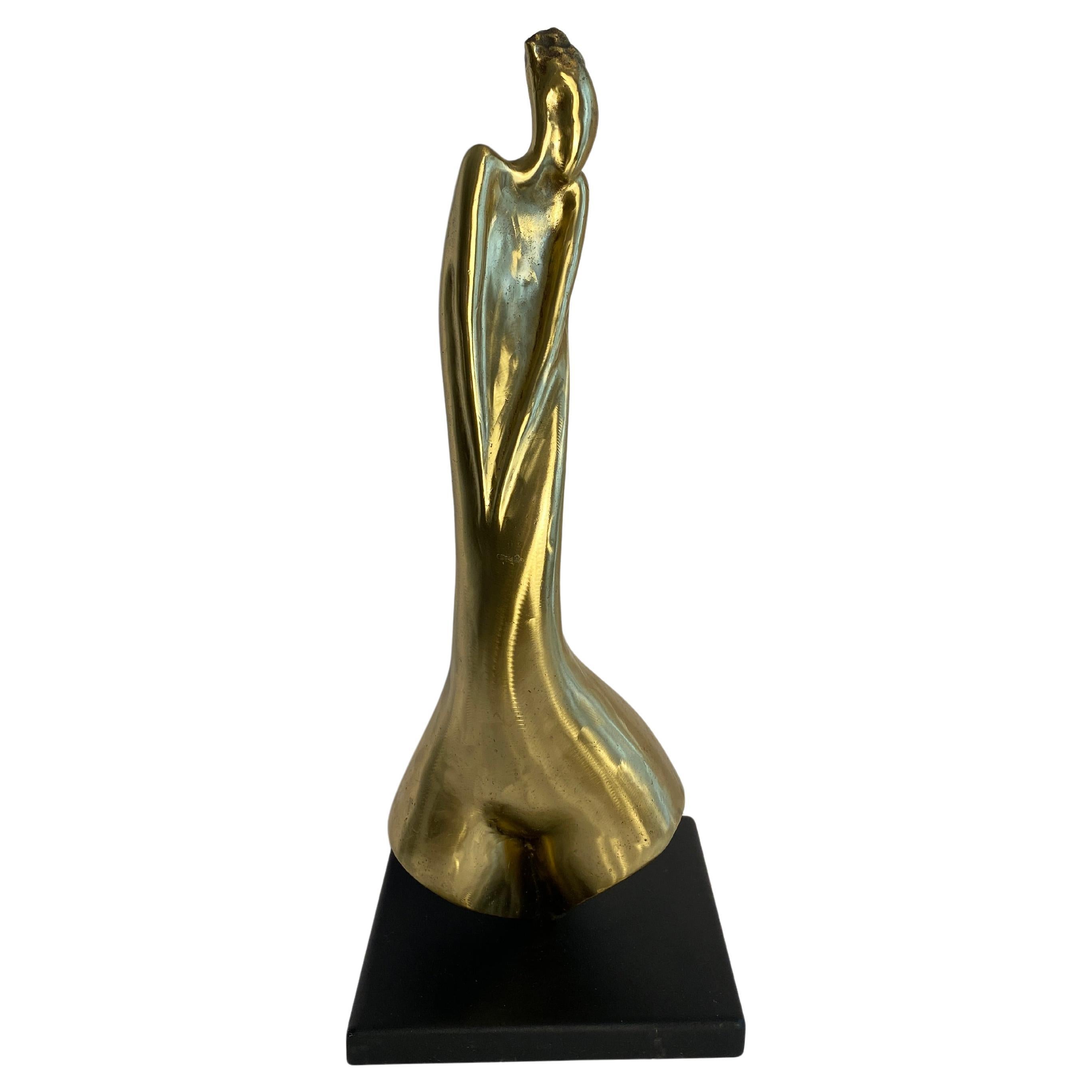 Tall Figurative Bronze Sculpture attr. to Aharon Bezalel, Surrealist Nude Woman