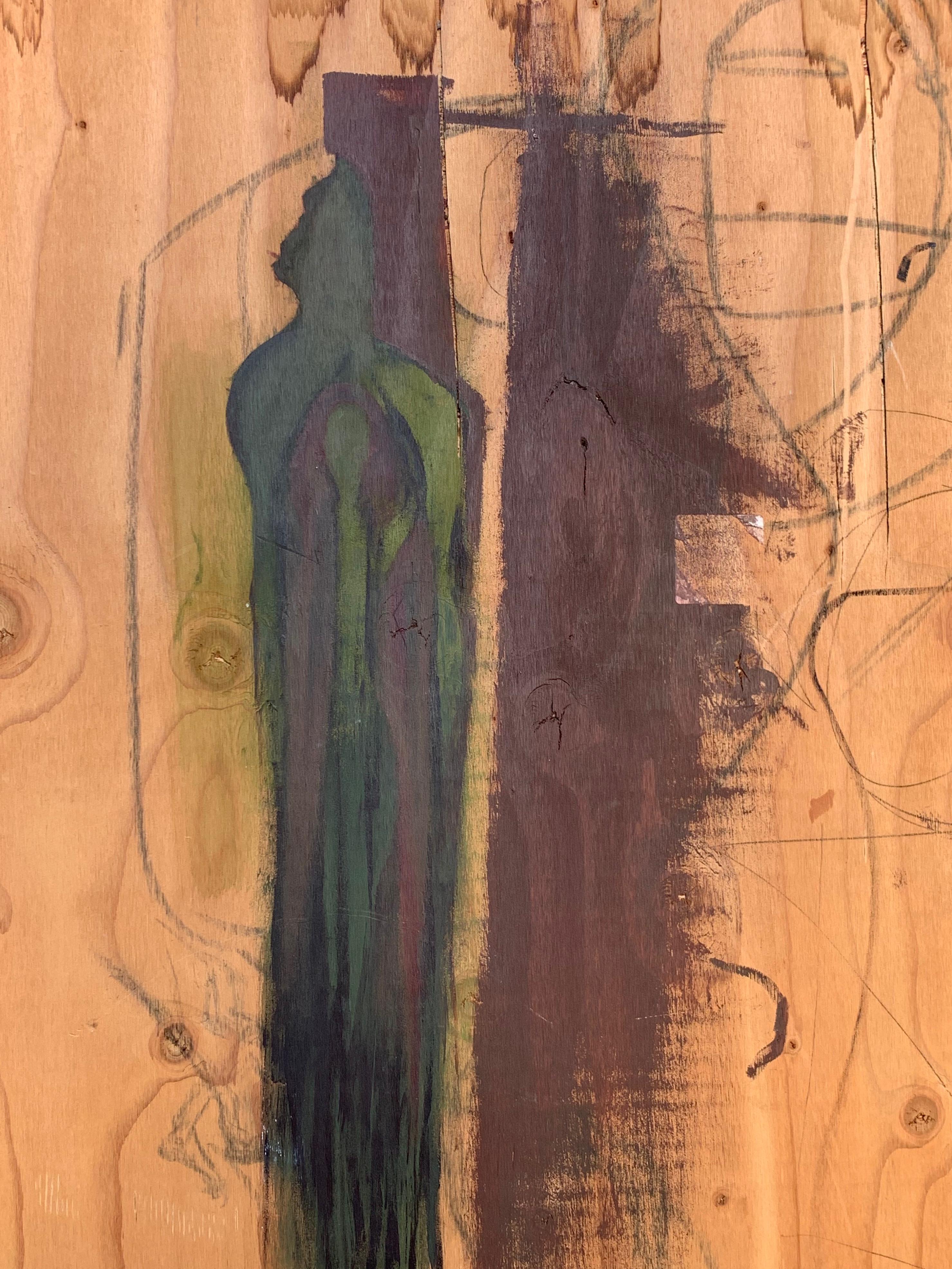 Tall Figurative Painting on Plywood For Sale 6