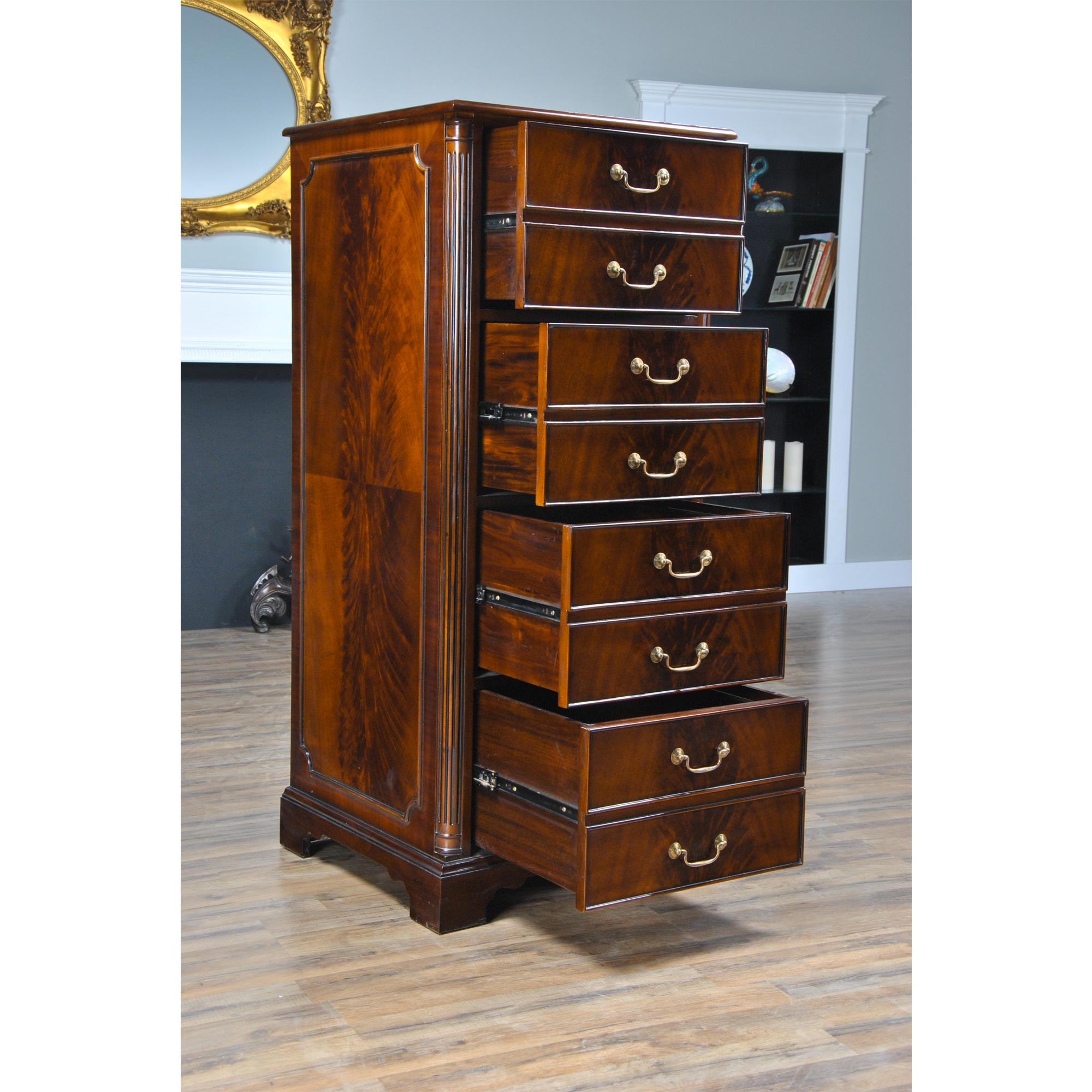 Hand-Carved Tall File Cabinet For Sale