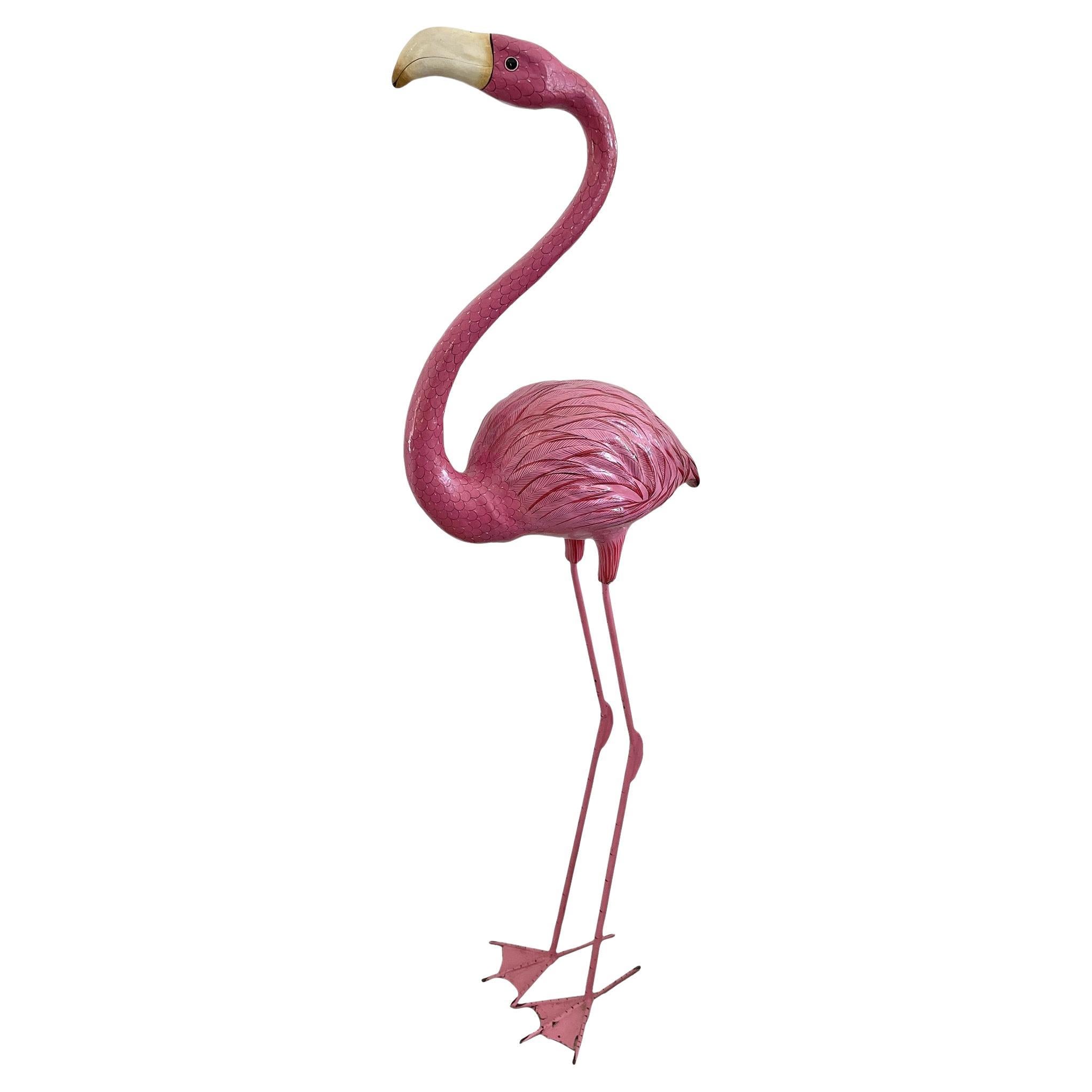 Pair of 4-5 Feet Tall Brass Flamingo or Crane Sculptures. at 1stDibs