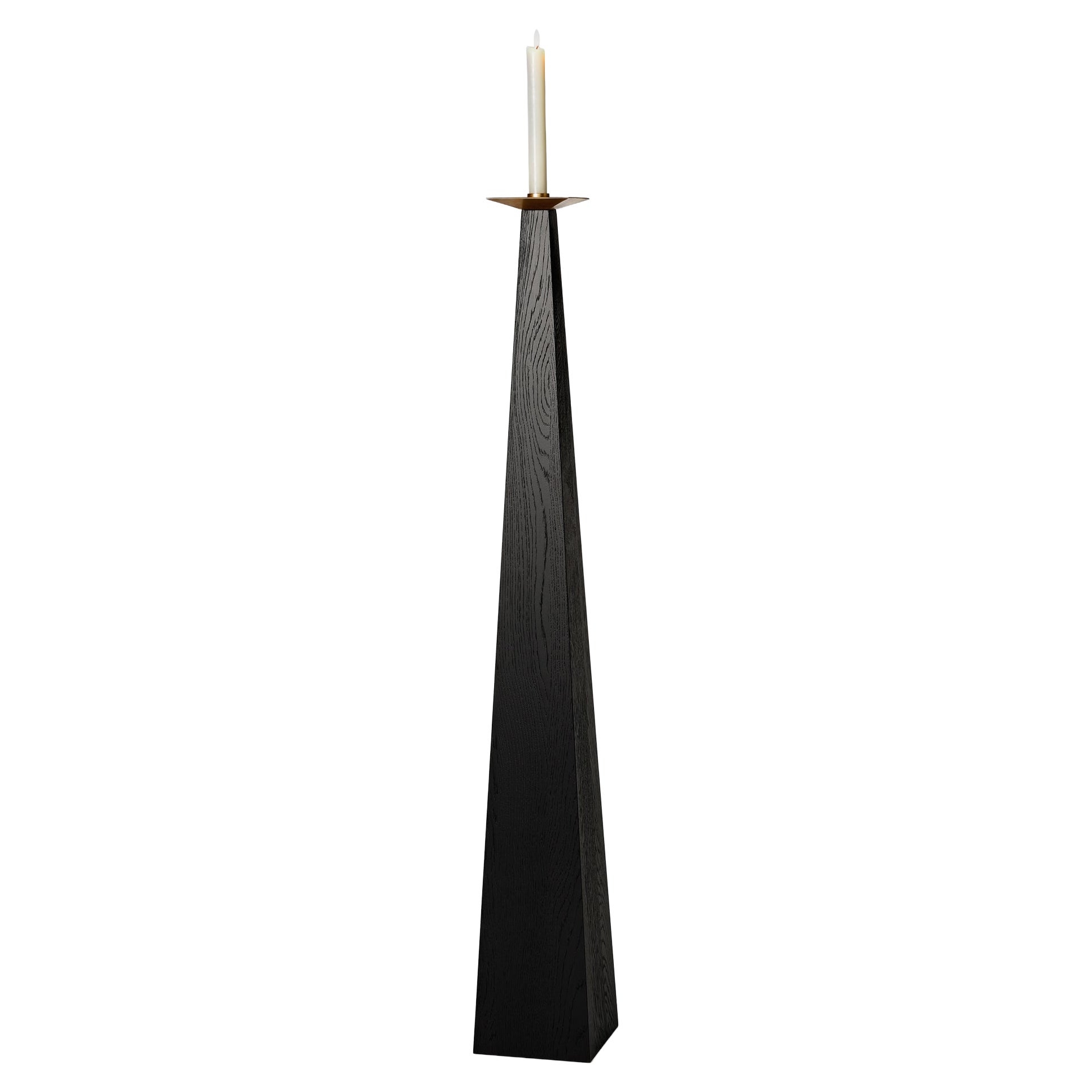 Tall Floor Candle Holder - Brutalist - Sculptural - Solid Oak - Taes by Mokko