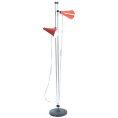 Tall Floor Lamp by Josef Hurka in Red Metal and Chrome, Lidokov, 1960s