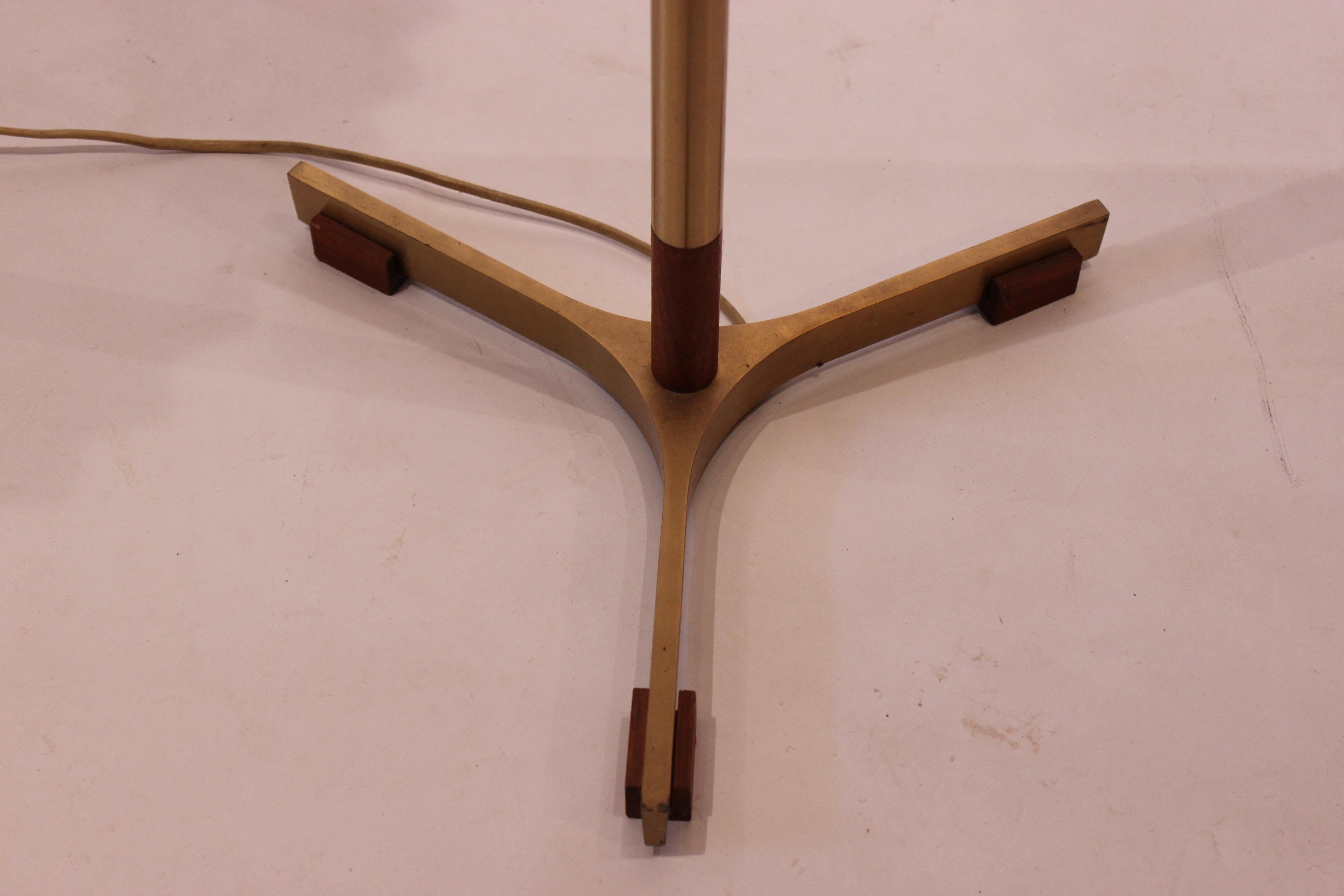 Mid-20th Century Tall Floor Lamp of Teak and Brass, of Danish Design from the 1960s