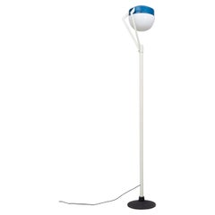 Tall floor lamp, white and blue metal, by Bruno Gatta, 1960