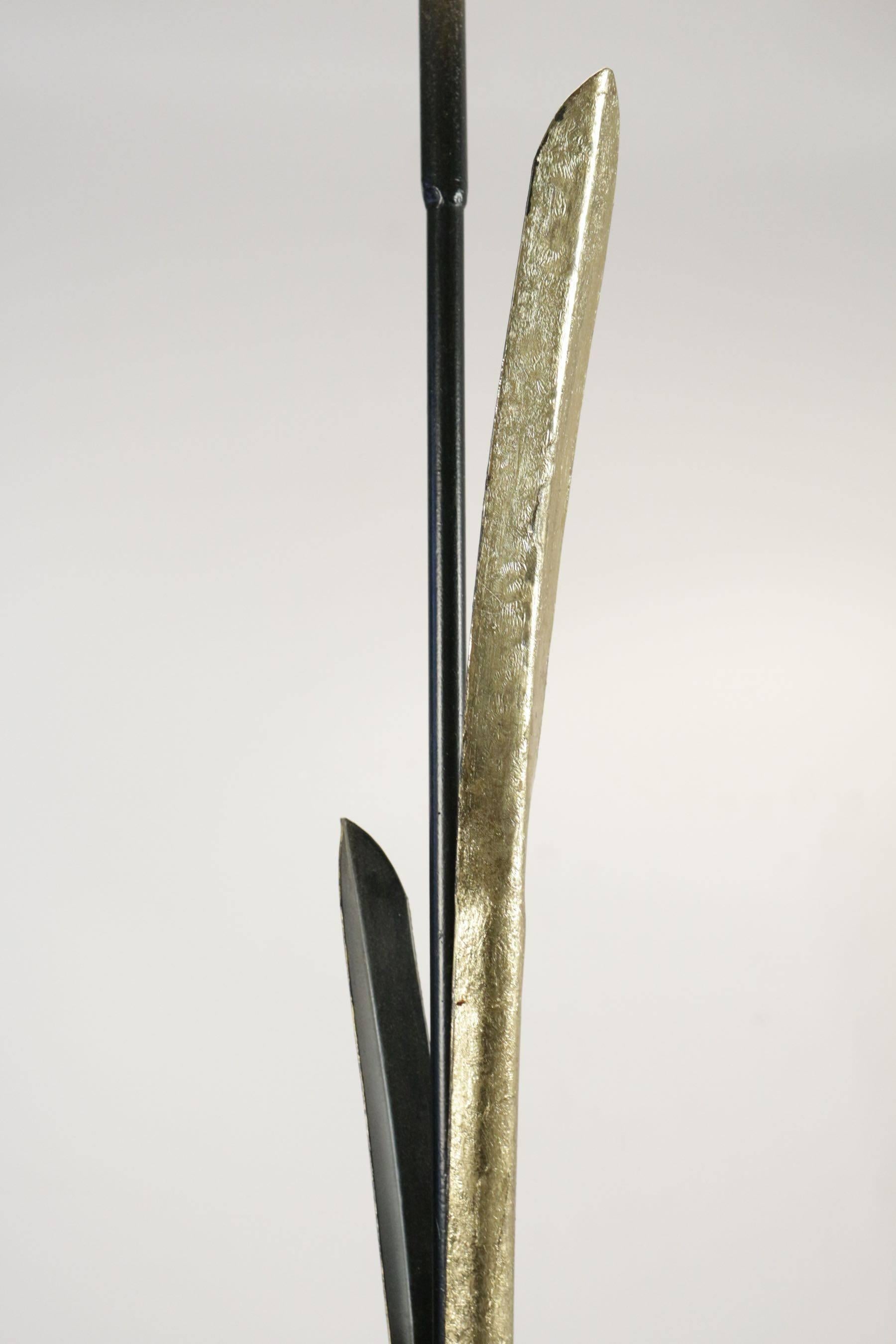 Modern Tall Floor Lamps from the 1980s in Painted Gold Metal For Sale